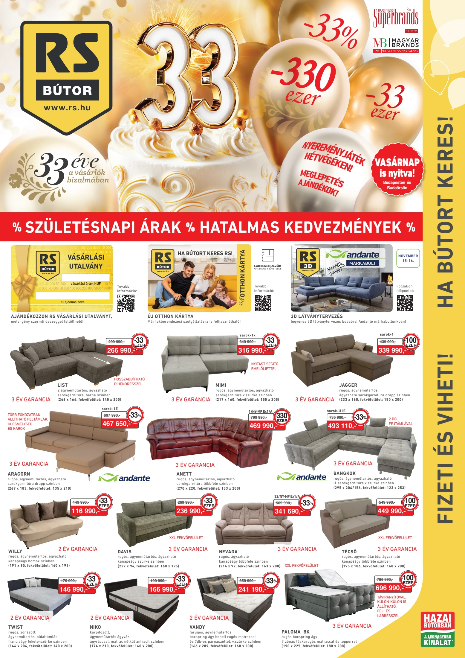 rs-butor - RS Bútor - Születésnapi akciós kiadvány akciós újság, érvényes 11.01. - 11.30.