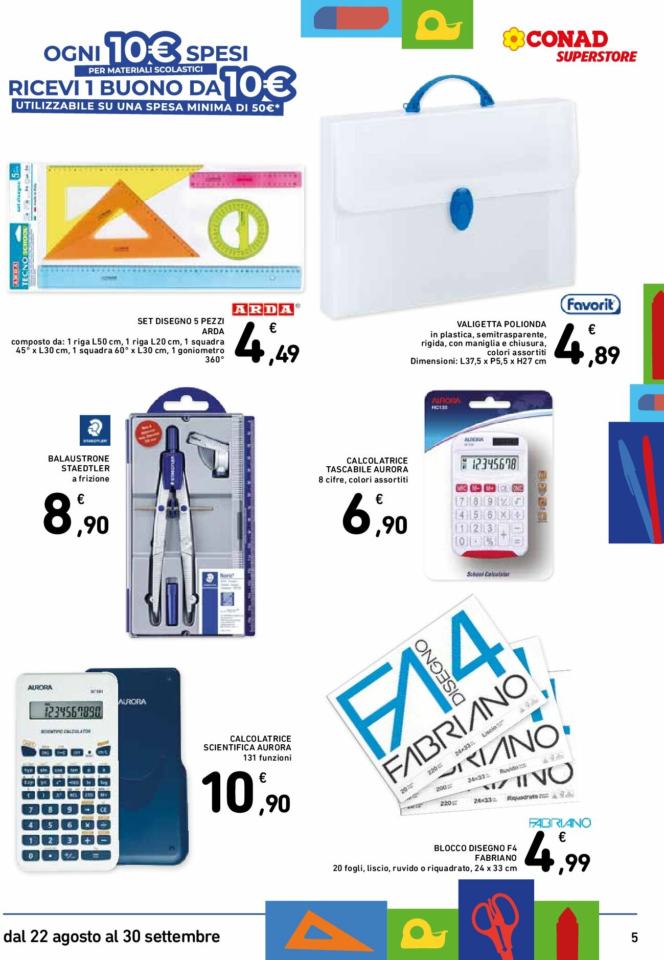conad-superstore - Volantino Conad Superstore - Catalogo Scuola valido dal 22/08 al 30/09 - page: 5