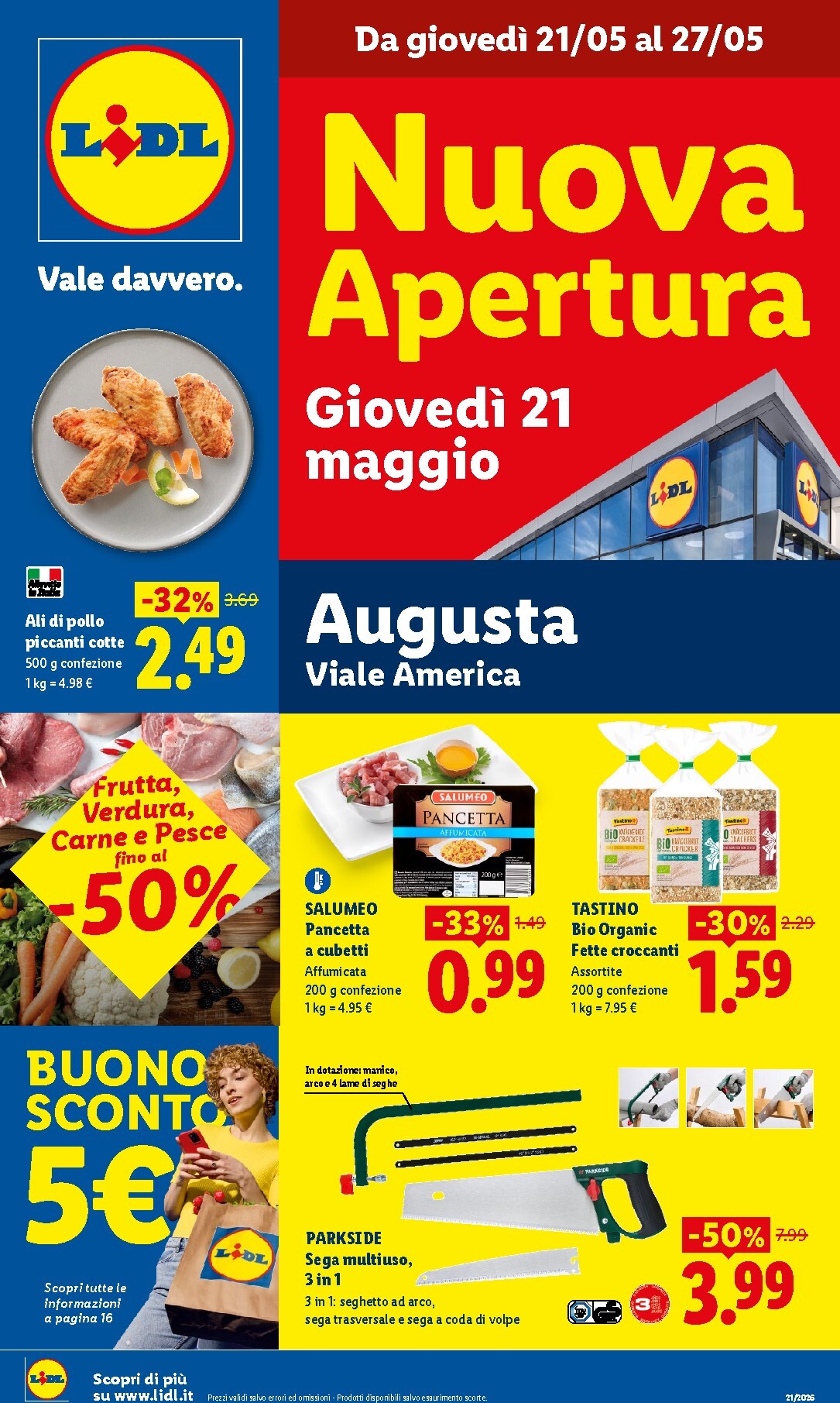 lidl - Volantino attuale di Lidl - Nuova apertura Augusta valido dal giovedì 21/05/2026 al mercoledì 27/05/2026 - page: 1