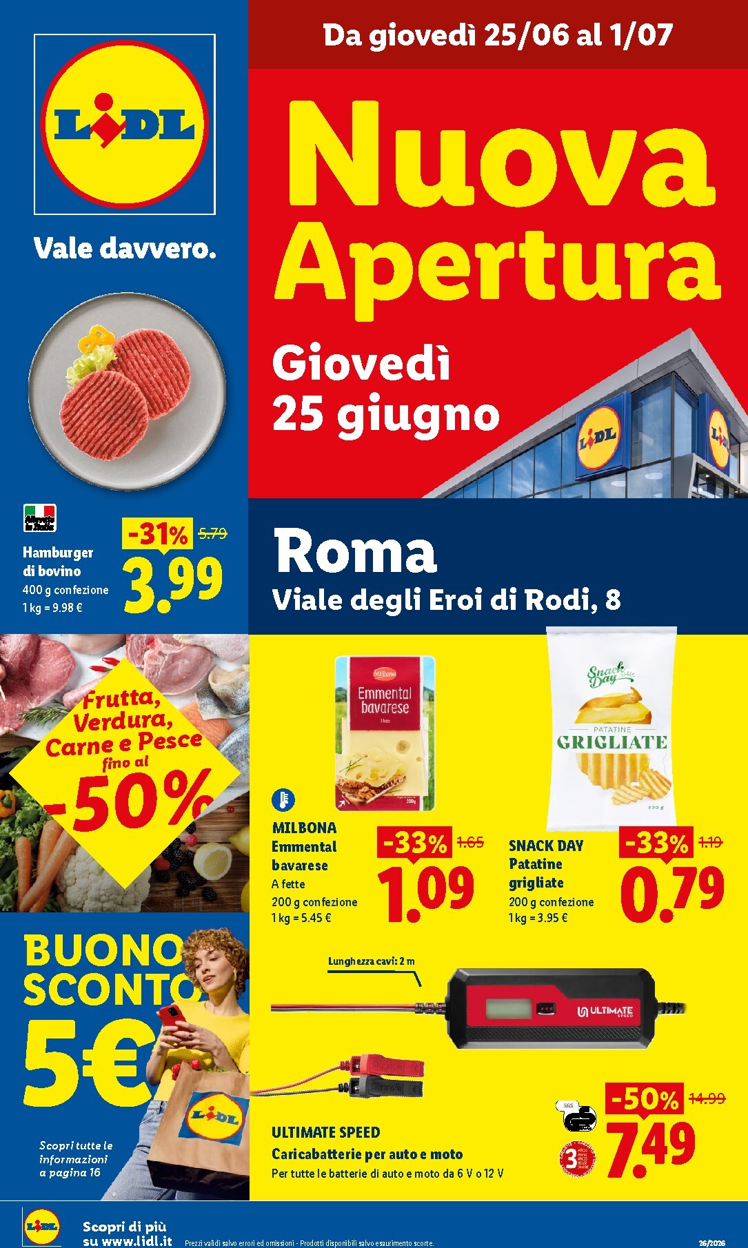 lidl - Volantino attuale di Lidl - Nuova apertura Roma valido dal giovedì 25/06/2026 al mercoledì 01/07/2026 - page: 1