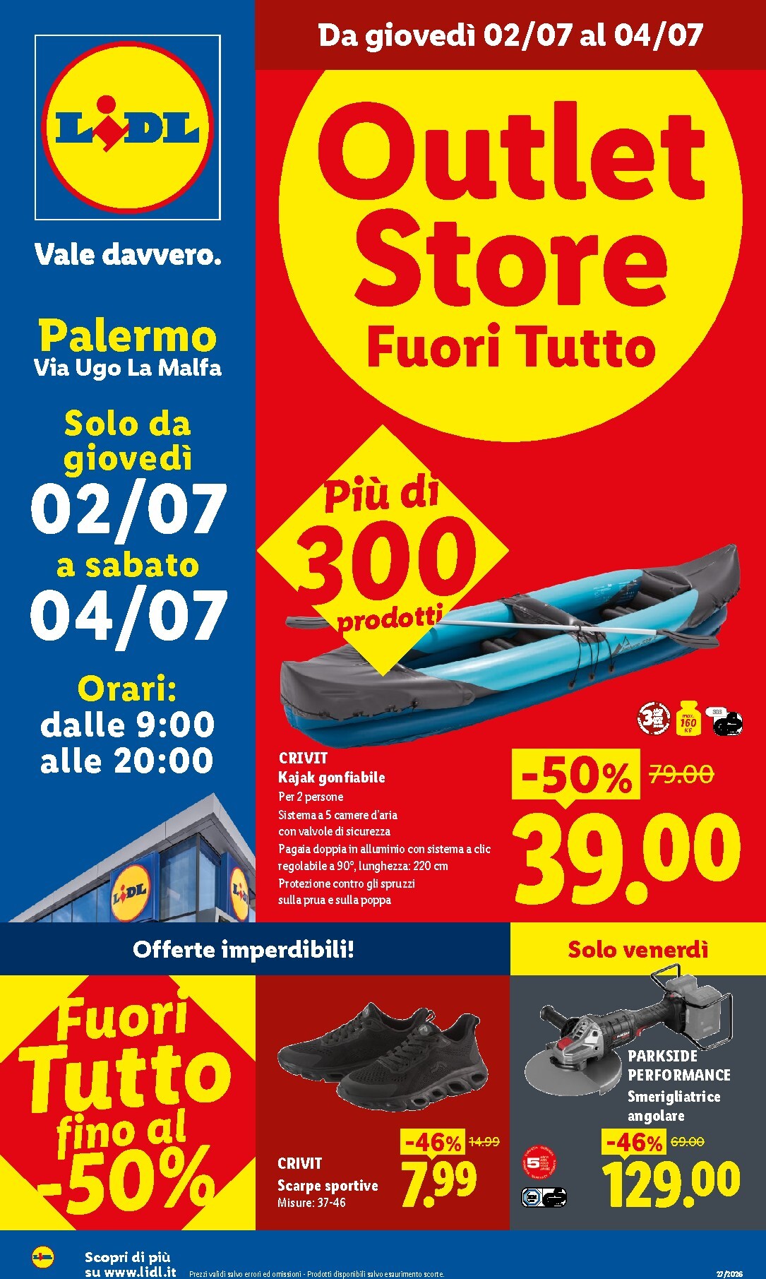 lidl - Volantino Lidl - Outlet Store Palermo per la prossima settimana dal giovedì 02/07/2026 al sabato 04/07/2026