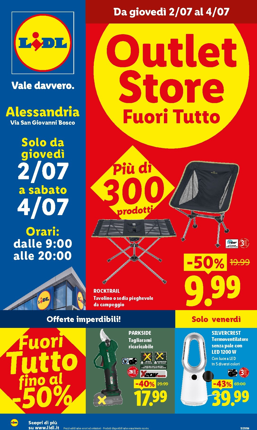 lidl - Volantino Lidl - Outlet Store Alessandria per la prossima settimana dal giovedì 02/07/2026 al sabato 04/07/2026