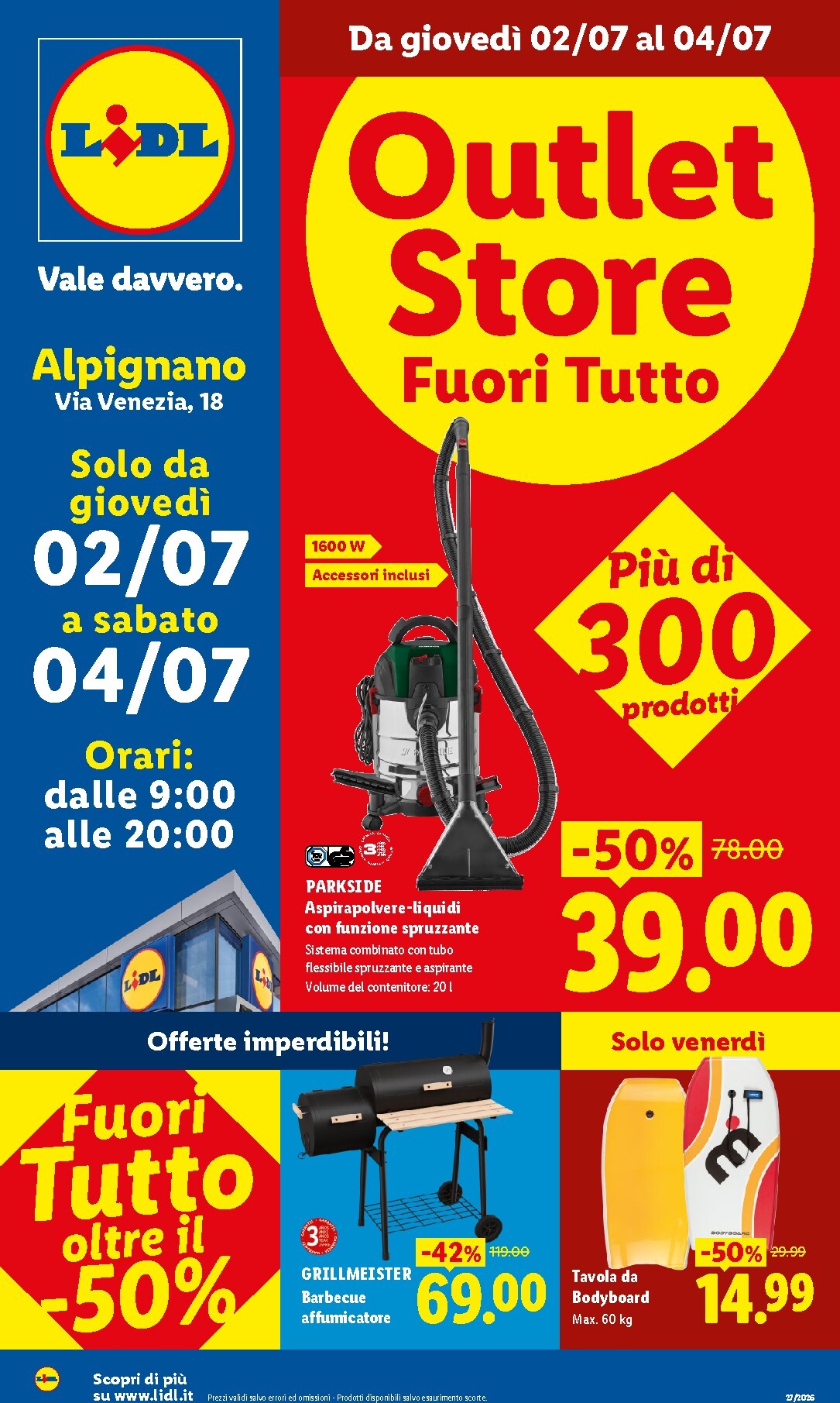 lidl - Volantino Lidl - Outlet Store Alpignano per la prossima settimana dal giovedì 02/07/2026 al sabato 04/07/2026