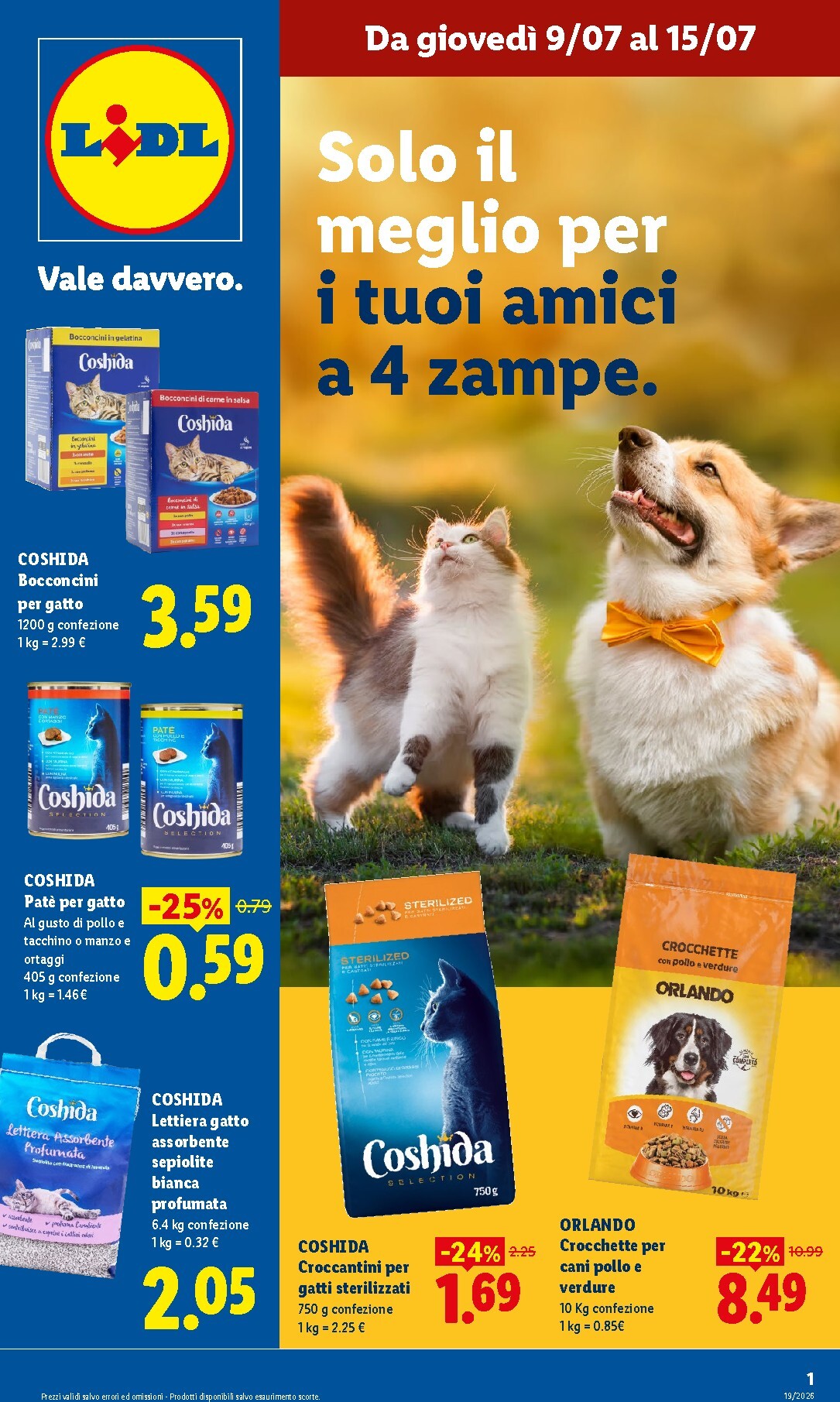 lidl - Volantino futuro Lidl - Per i tuoi amici a 4 zampe valido dal giovedì 09/07/2026 al mercoledì 15/07/2026 - page: 1