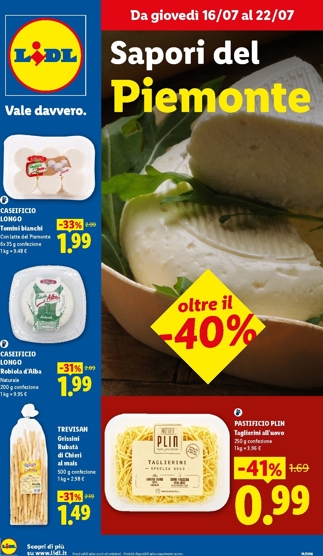 lidl - Volantino Lidl - Sapori del Piemonte per la prossima settimana dal giovedì 16/07/2026 al mercoledì 22/07/2026