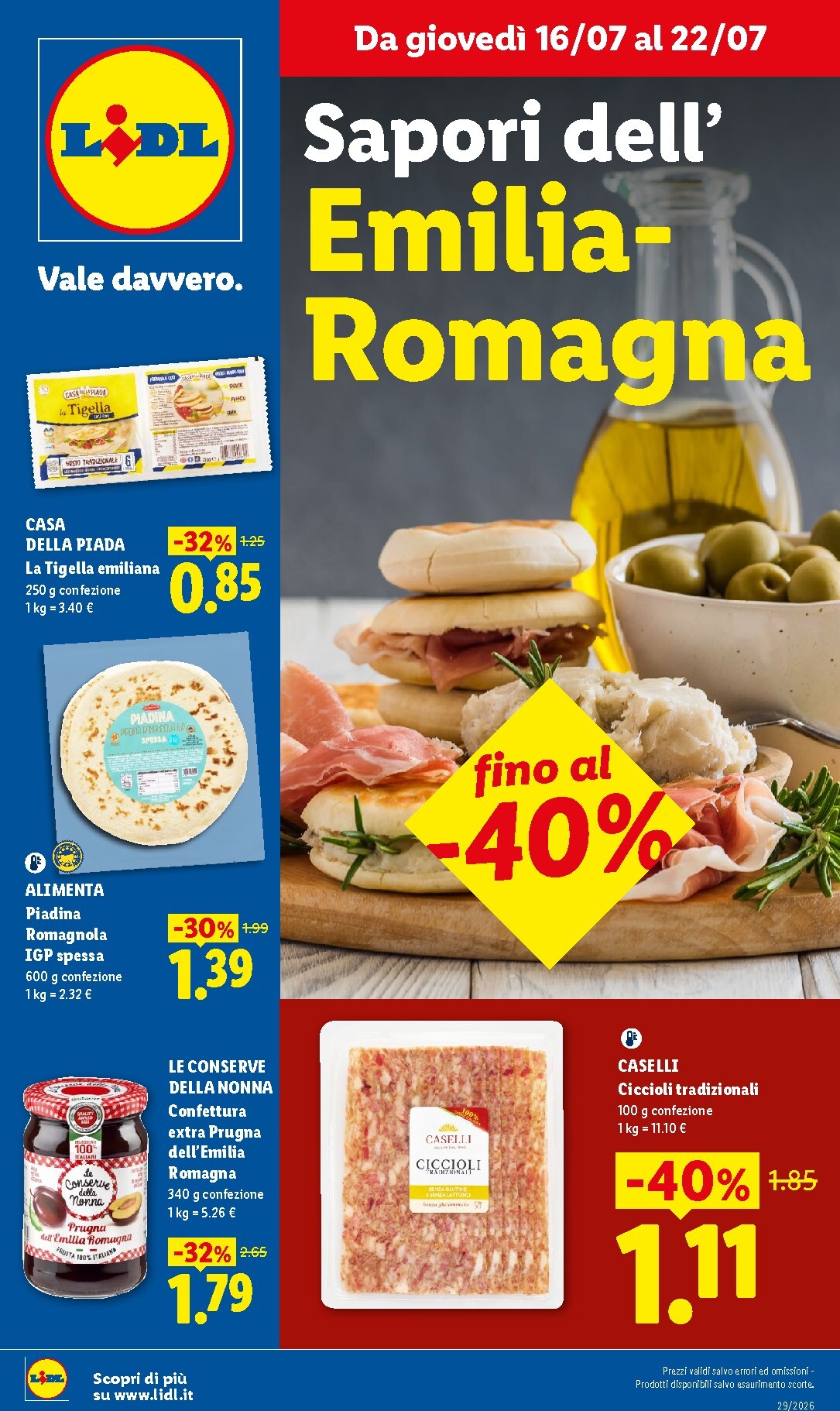 lidl - Volantino Lidl - Sapori dell'Emilia Romagna per la prossima settimana dal giovedì 16/07/2026 al mercoledì 22/07/2026