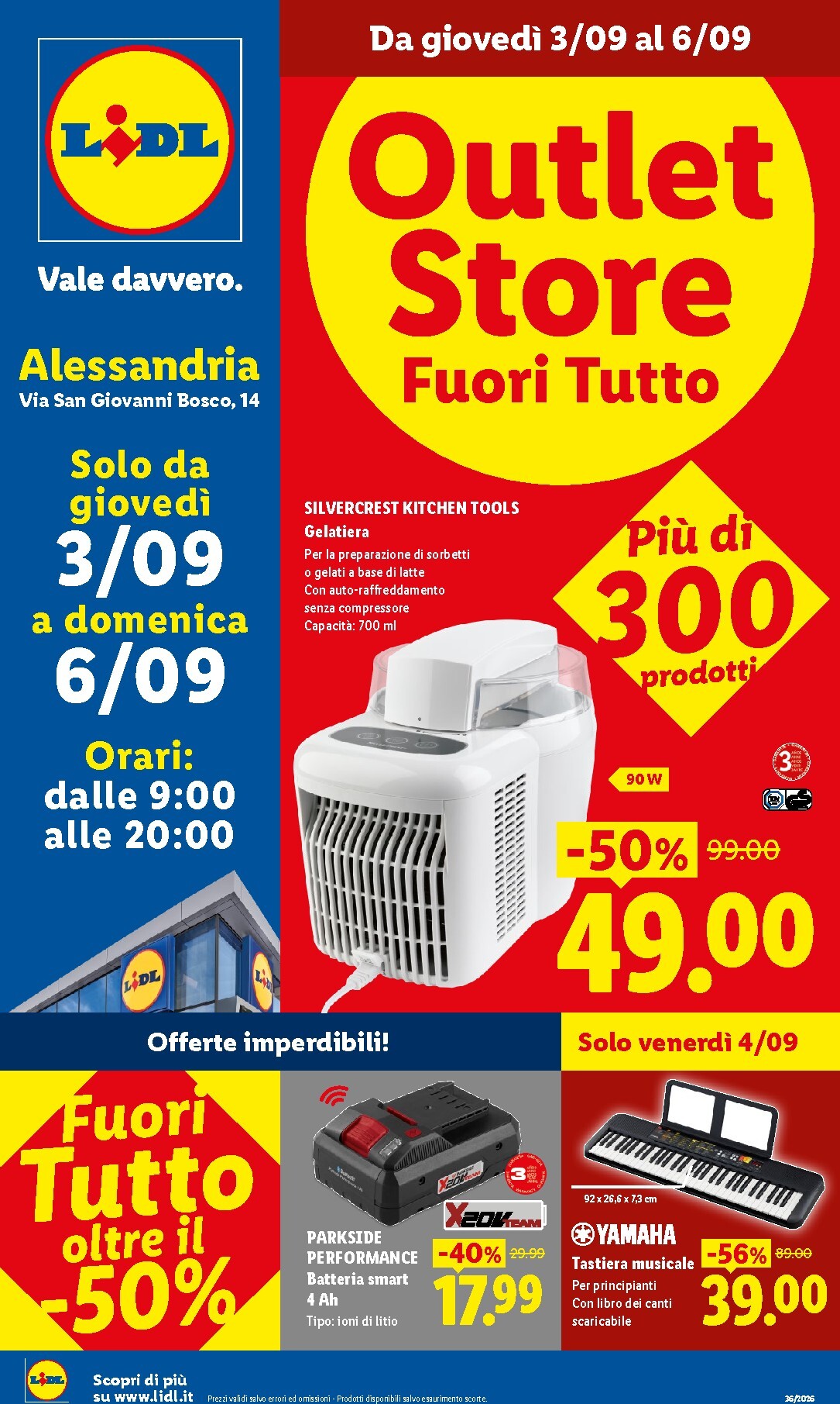 lidl - Volantino Lidl - Outlet Store per la prossima settimana dal giovedì 03/09/2026 al domenica 06/09/2026