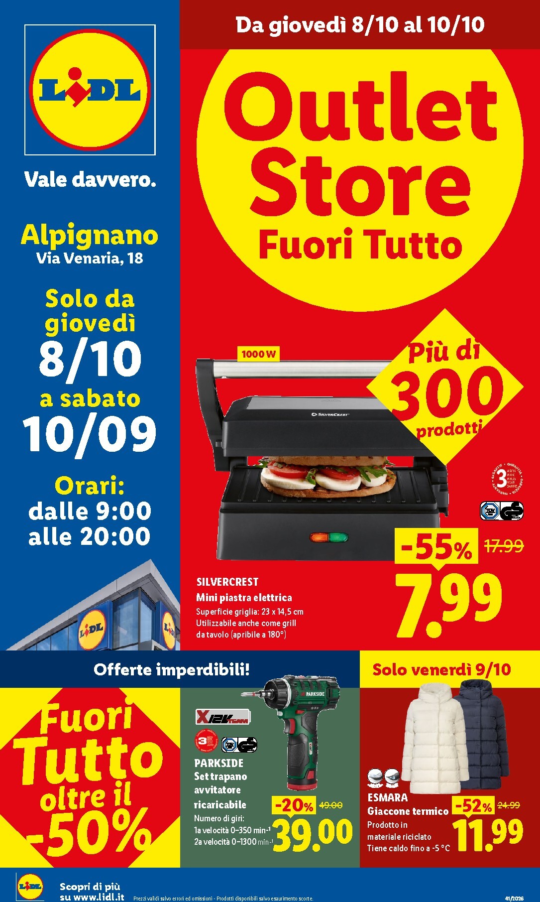 lidl - Volantino Lidl - Outlet Store Alpignano per la prossima settimana dal giovedì 08/10/2026 al sabato 10/10/2026