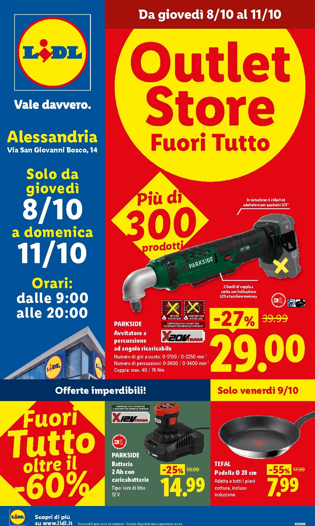 lidl - Volantino Lidl - Outlet Store Alessandria per la prossima settimana dal giovedì 08/10/2026 al domenica 11/10/2026