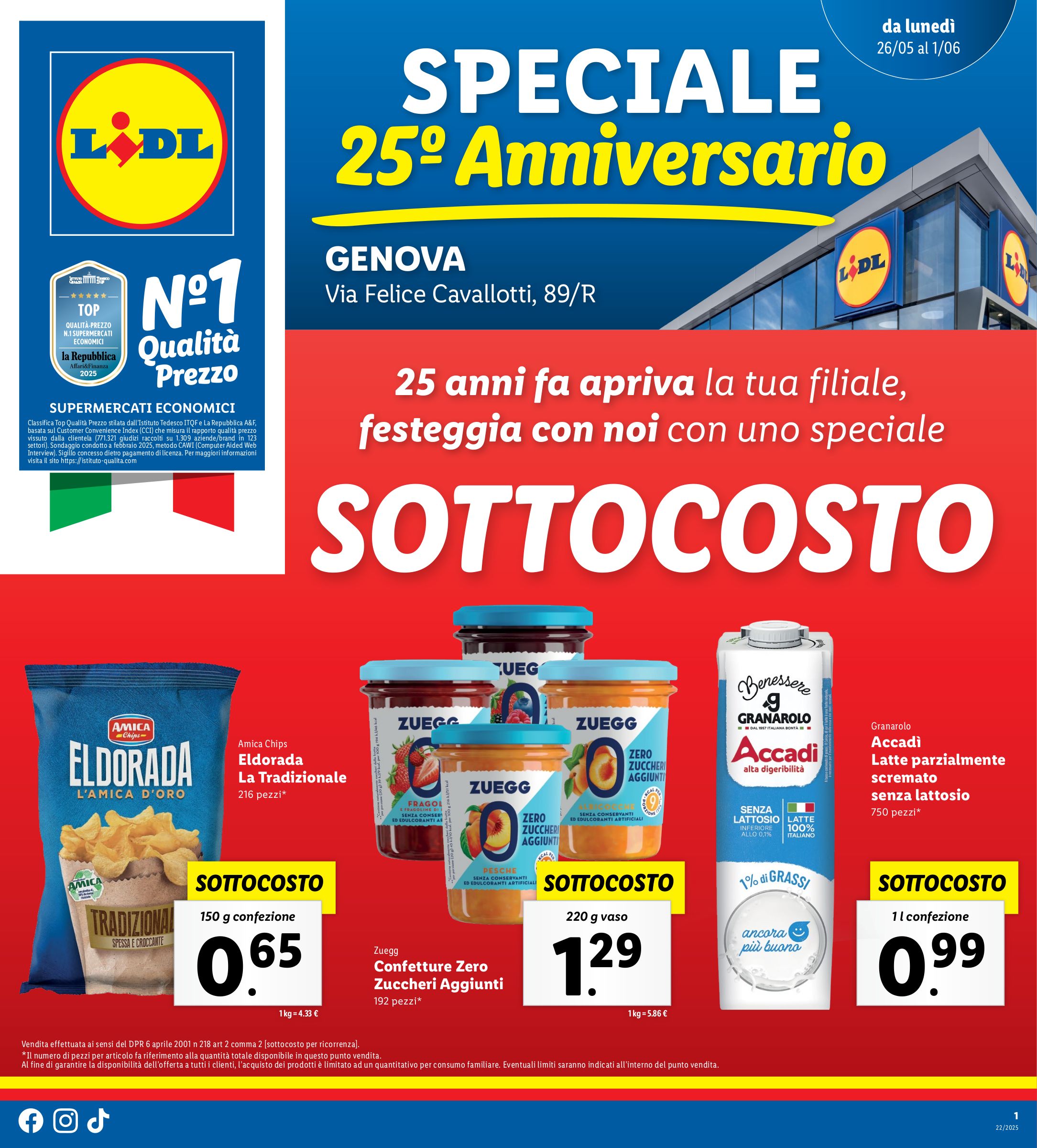 lidl - Volantino Lidl - Speciale Anniversario Genova valido dal 26/05 al 01/06 - page: 1