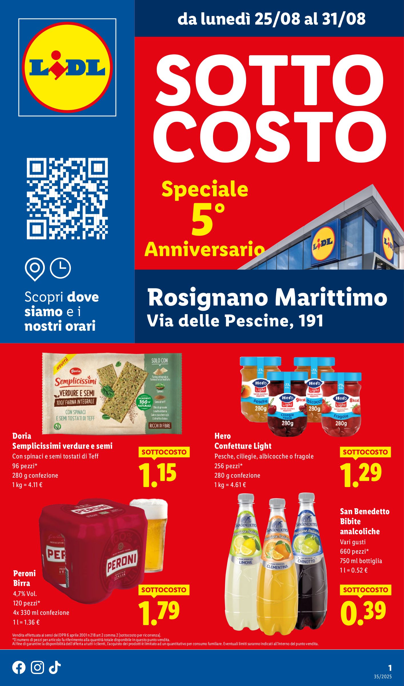 lidl - Volantino Lidl - Speciale Anniversario Rosignano valido dal 25/08 al 31/08