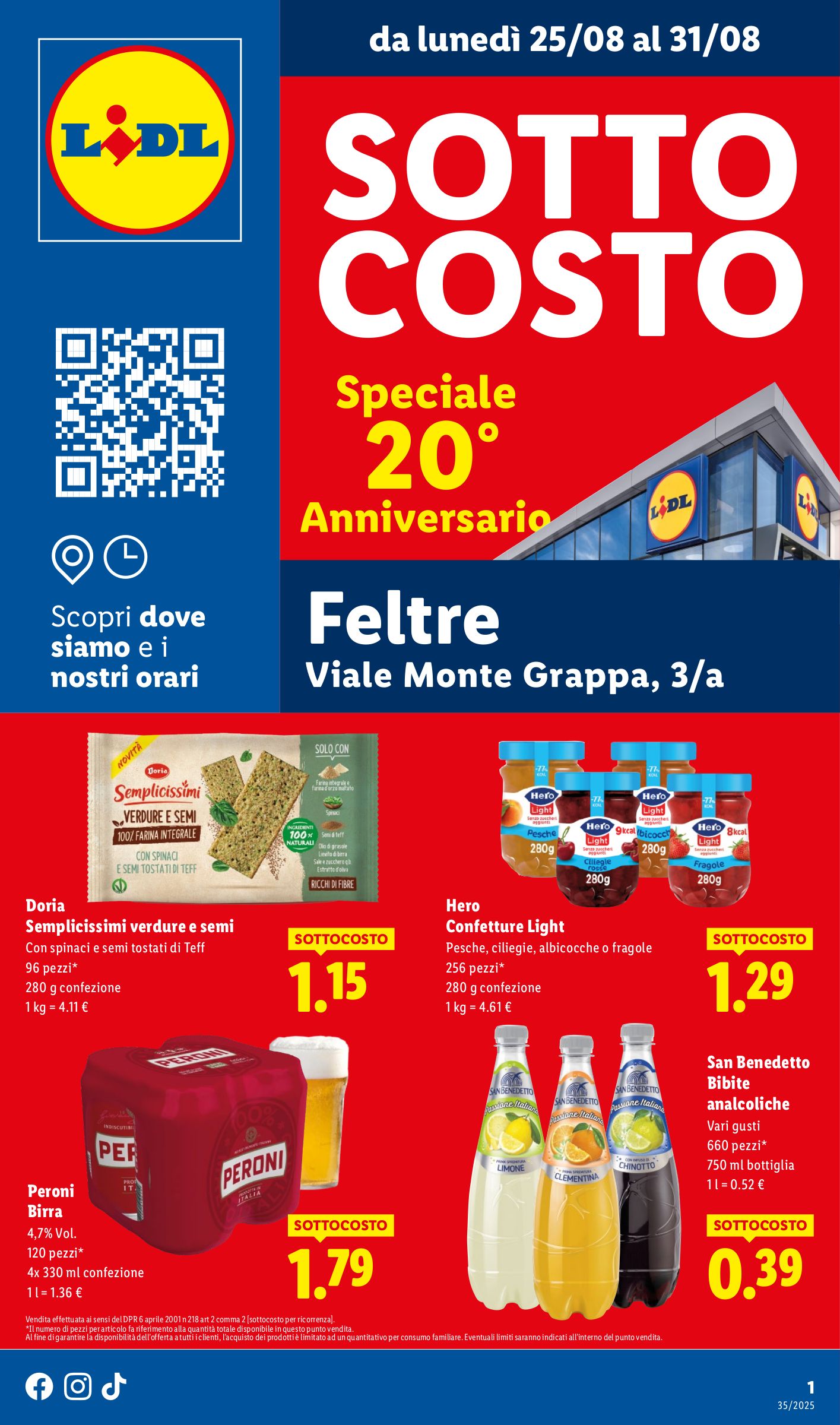 lidl - Volantino Lidl - Speciale Anniversario Feltre valido dal 25/08 al 31/08
