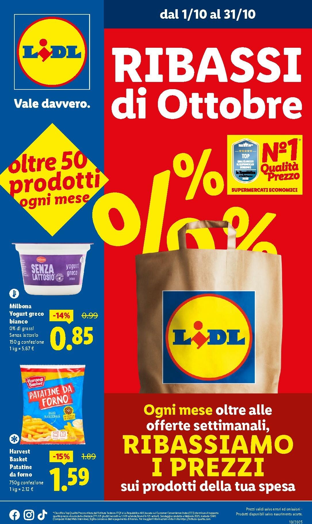lidl - Volantino Lidl - Ribassi di Ottobre valido dal 01/10 al 31/10