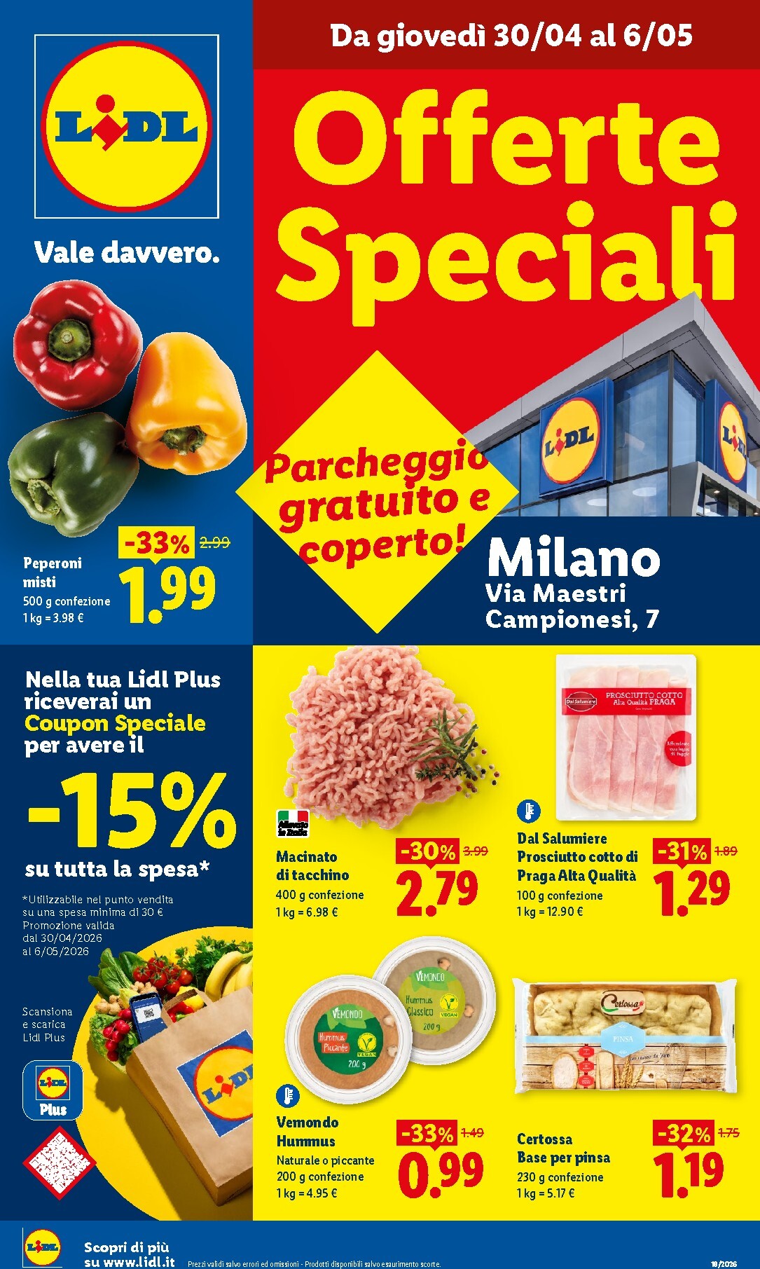 lidl - Volantino Lidl - Milano Via Camp.7 per la prossima settimana dal giovedì 30/04/2026 al mercoledì 06/05/2026