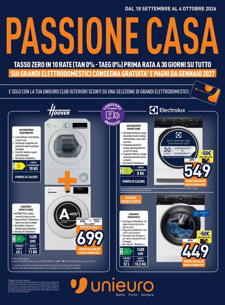 unieuro - Volantino attuale di Unieuro valido dal venerdì 18/09/2026 al domenica 04/10/2026
