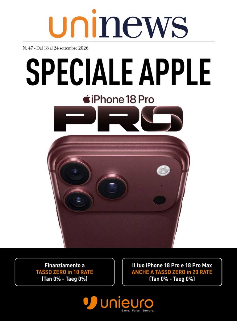 unieuro - Volantino attuale di Unieuro - Speciale Apple valido dal venerdì 18/09/2026 al giovedì 24/09/2026