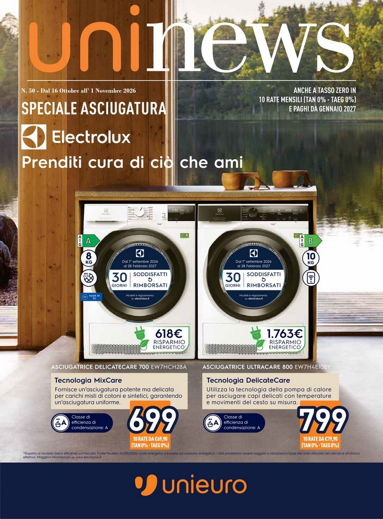 unieuro - Volantino attuale di Unieuro - Speciale Asciugatura valido dal venerdì 16/10/2026 al domenica 01/11/2026 - page: 1