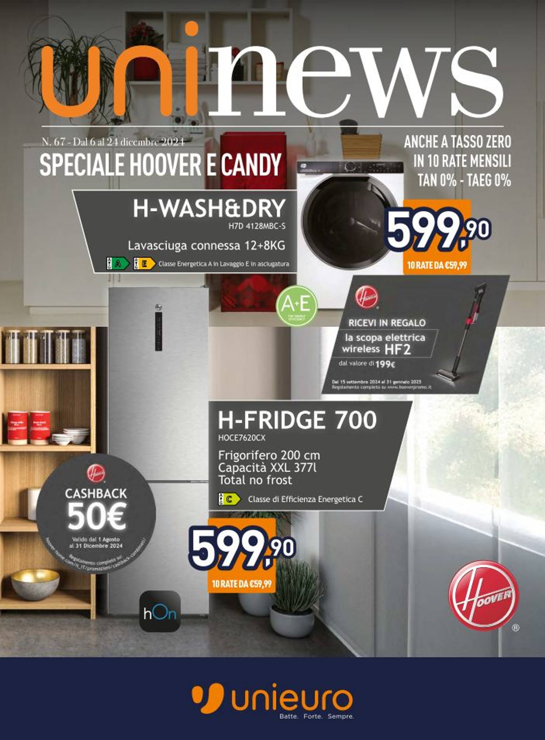 unieuro - Volantino Unieuro - Speciale Hoover - Candy valido dal 06/12 al 24/12