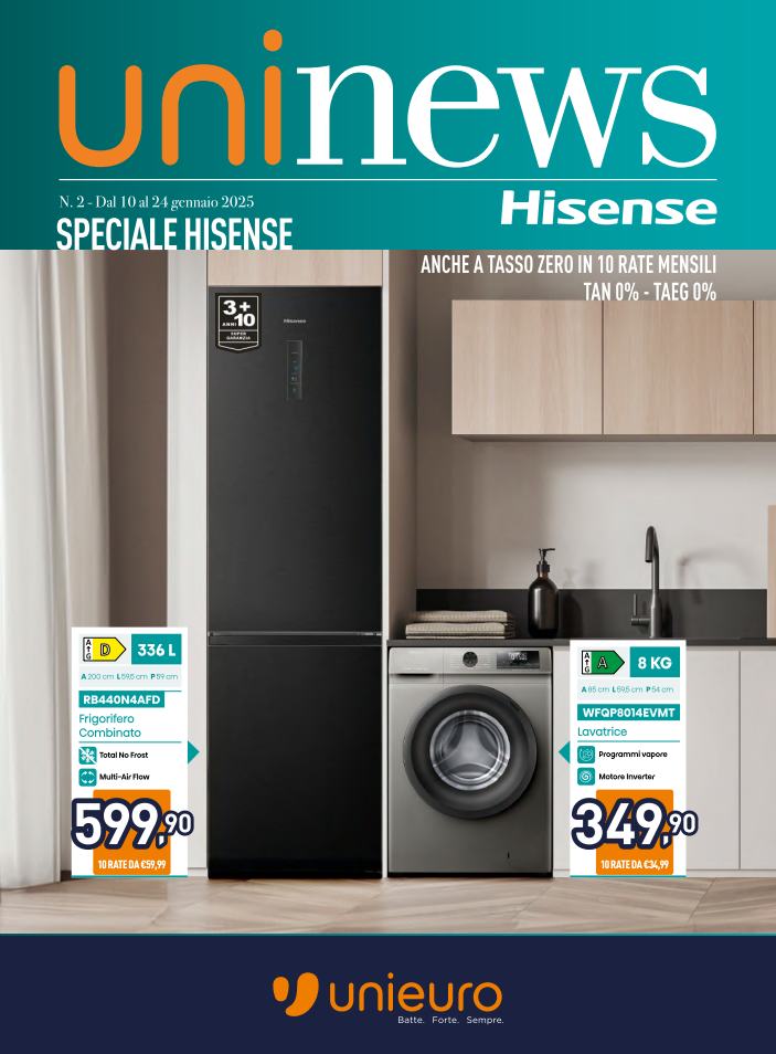 unieuro - Volantino Unieuro - Speciale Hisense valido dal 10/01 al 24/01