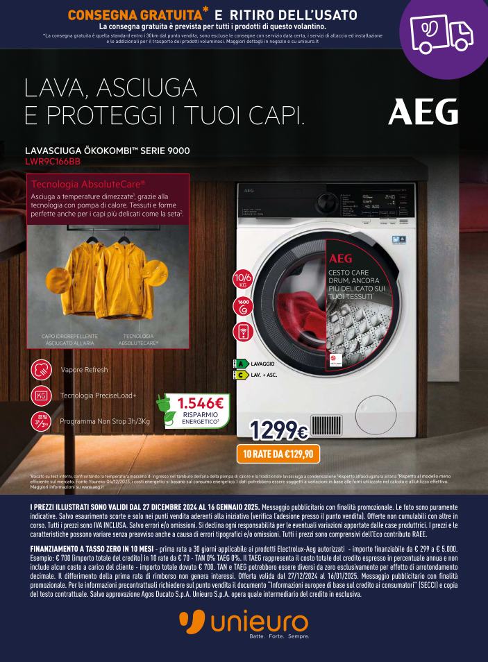 unieuro - Volantino Unieuro - Speciale Electrolux-AEG valido dal 27/12 al 16/01 - page: 8