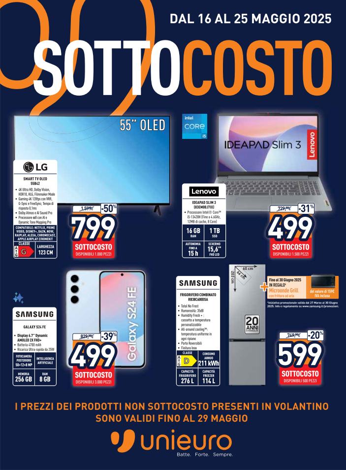 unieuro - Volantino Unieuro - Sottocosto valido dal 16/05 al 25/05