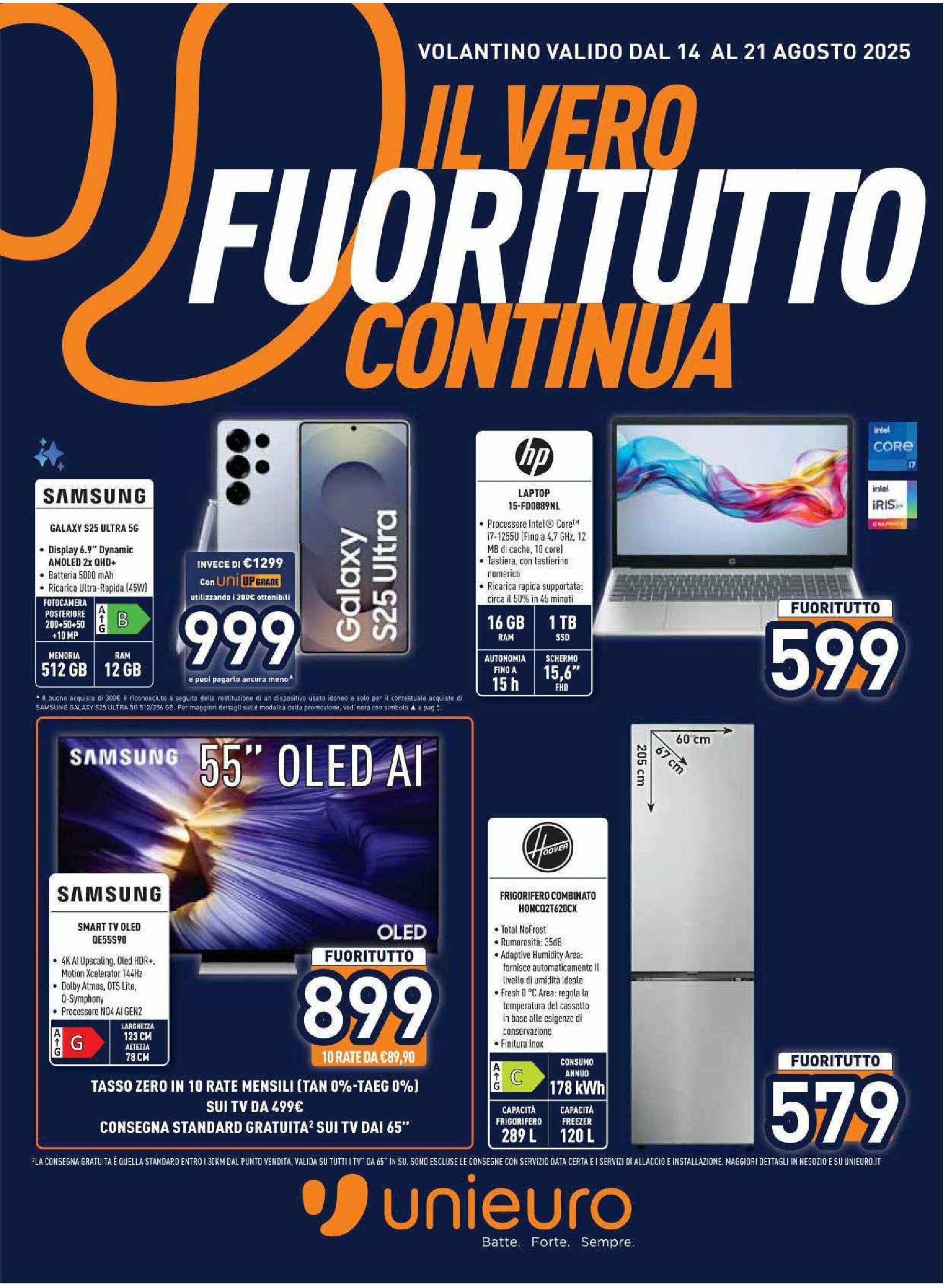 unieuro - Volantino Unieuro valido dal 14/08 al 21/08