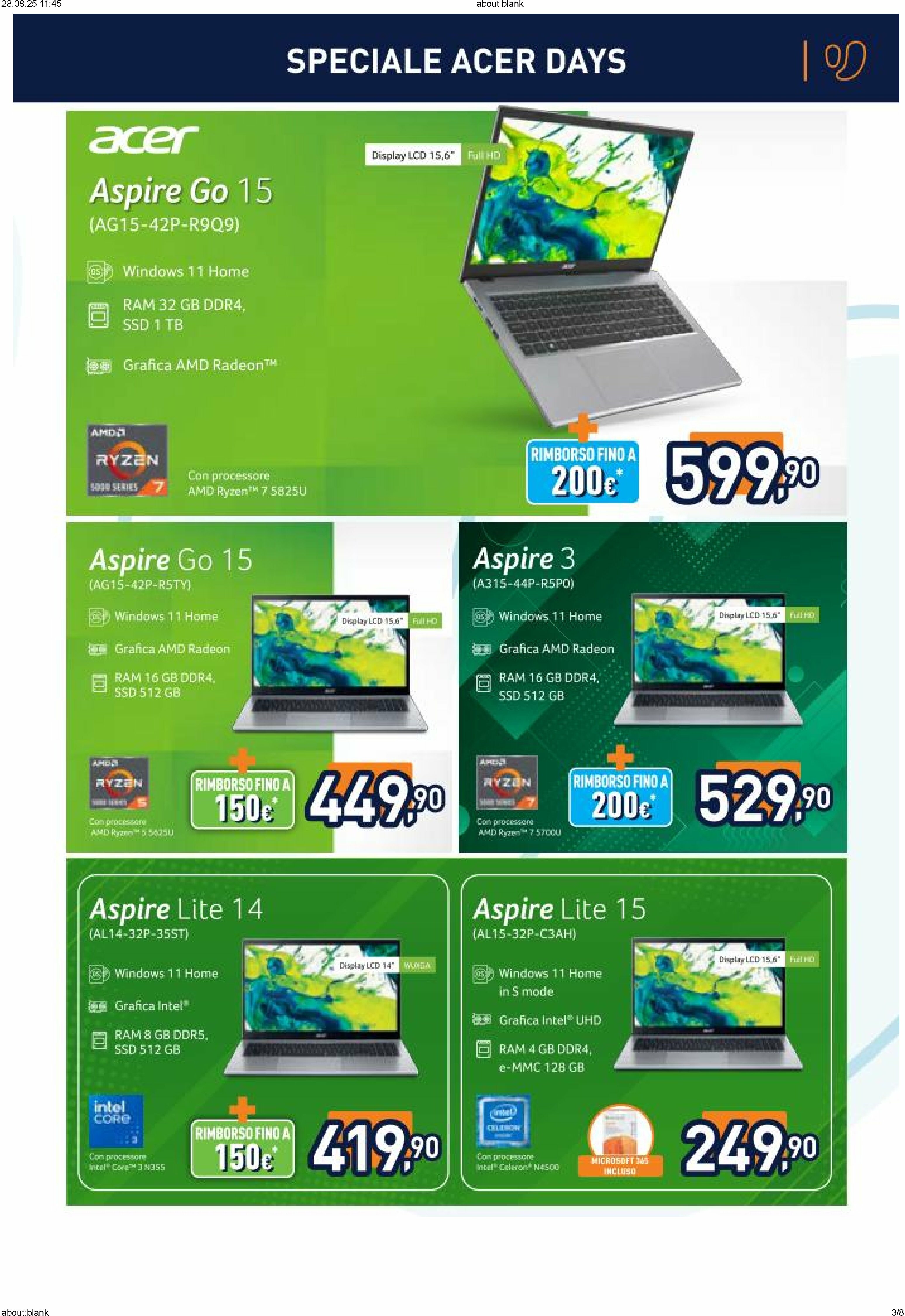 unieuro - Volantino Unieuro - Speciale Acer valido dal 22/08 al 04/09 - page: 3