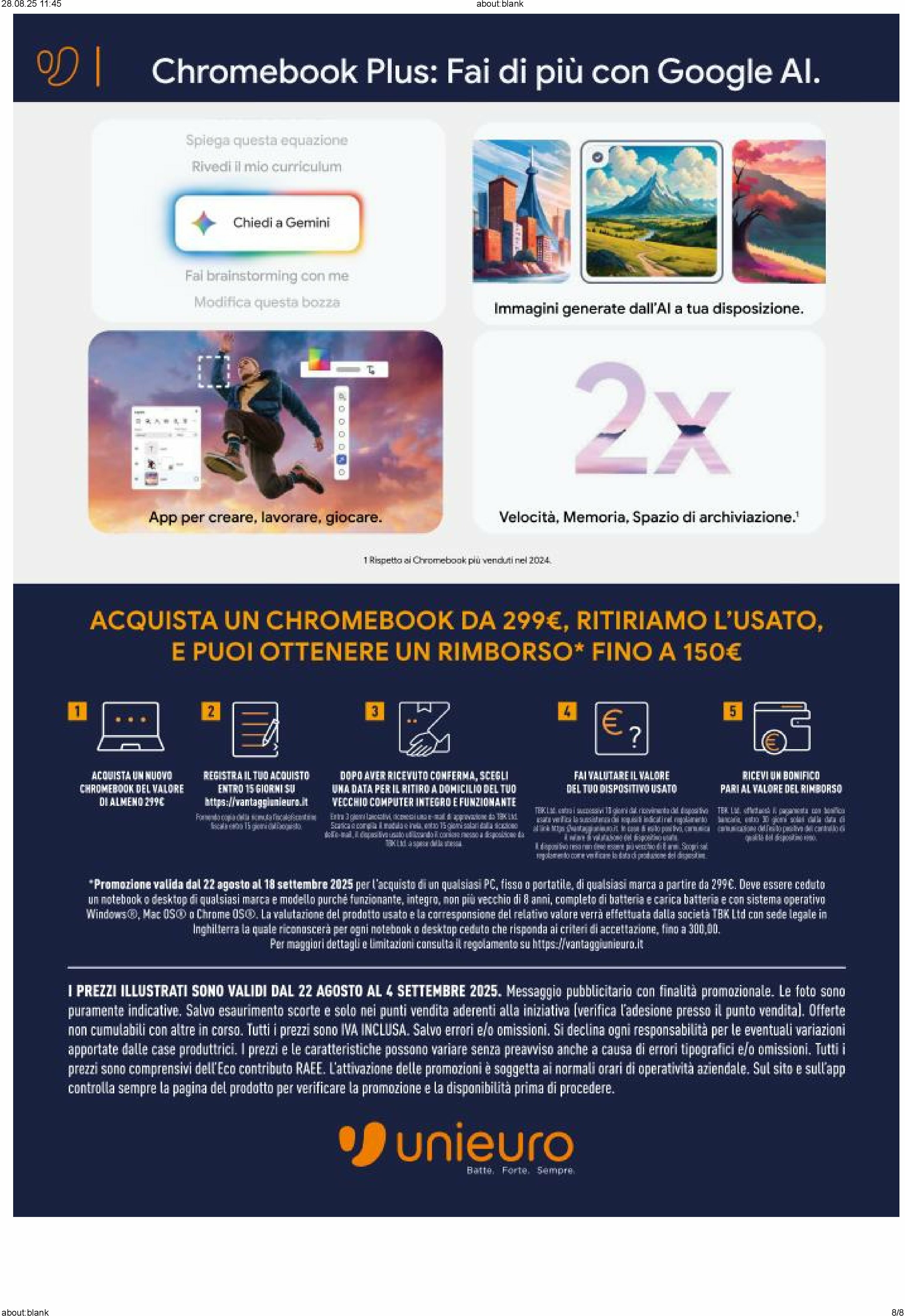 unieuro - Volantino Unieuro - Speciale Chromebook valido dal 22/08 al 04/09 - page: 8