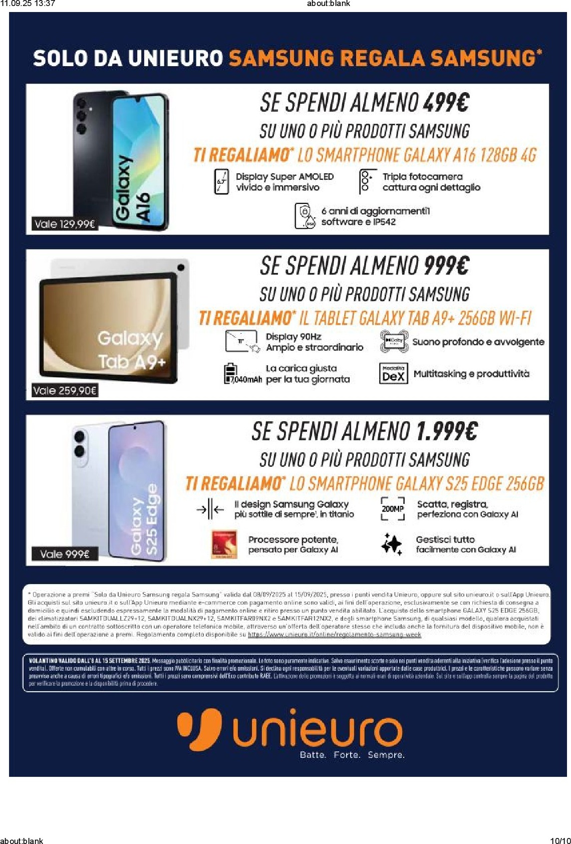 unieuro - Volantino Unieuro - Samsung valido dal 08/09 al 15/09 - page: 10