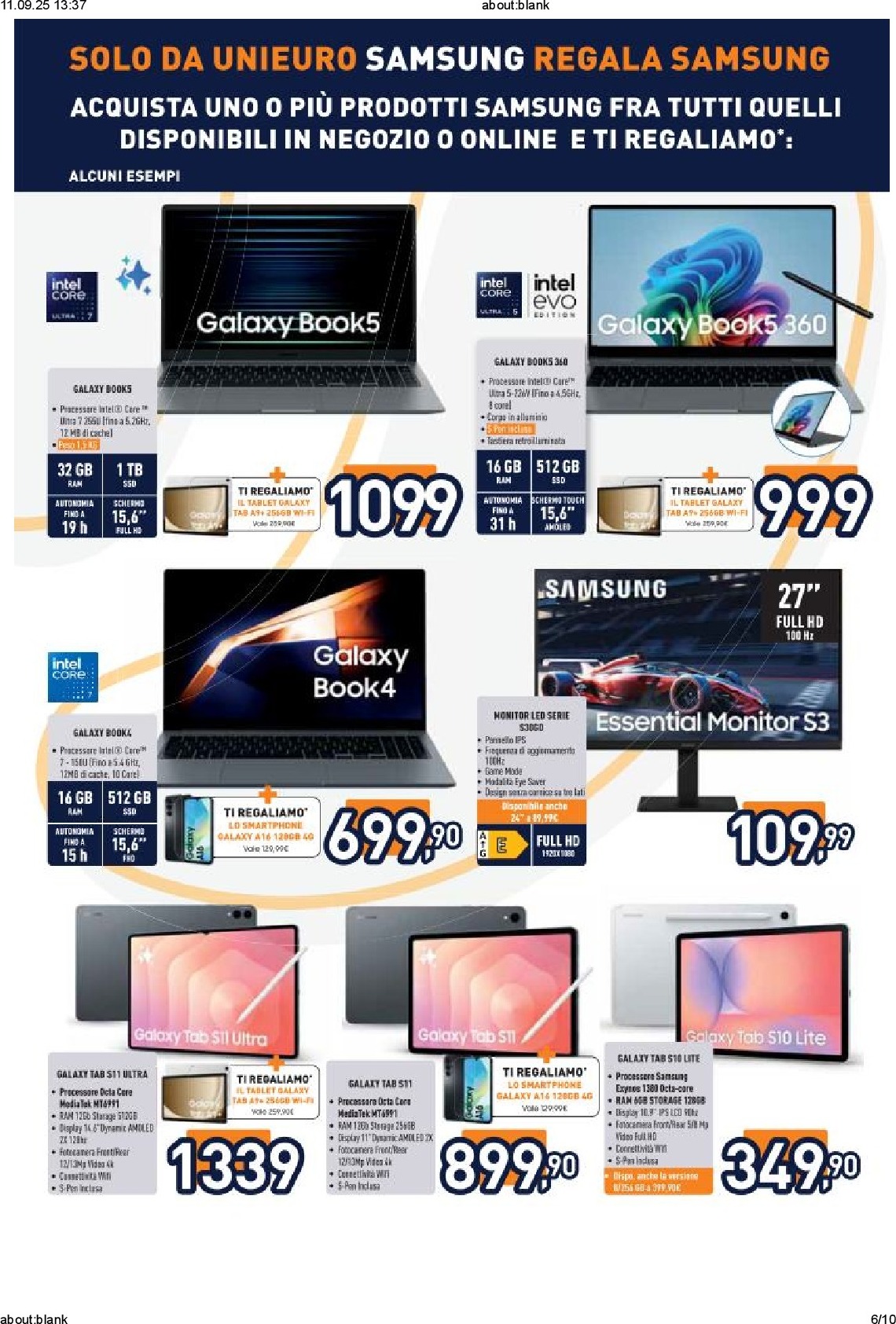 unieuro - Volantino Unieuro - Samsung valido dal 08/09 al 15/09 - page: 6