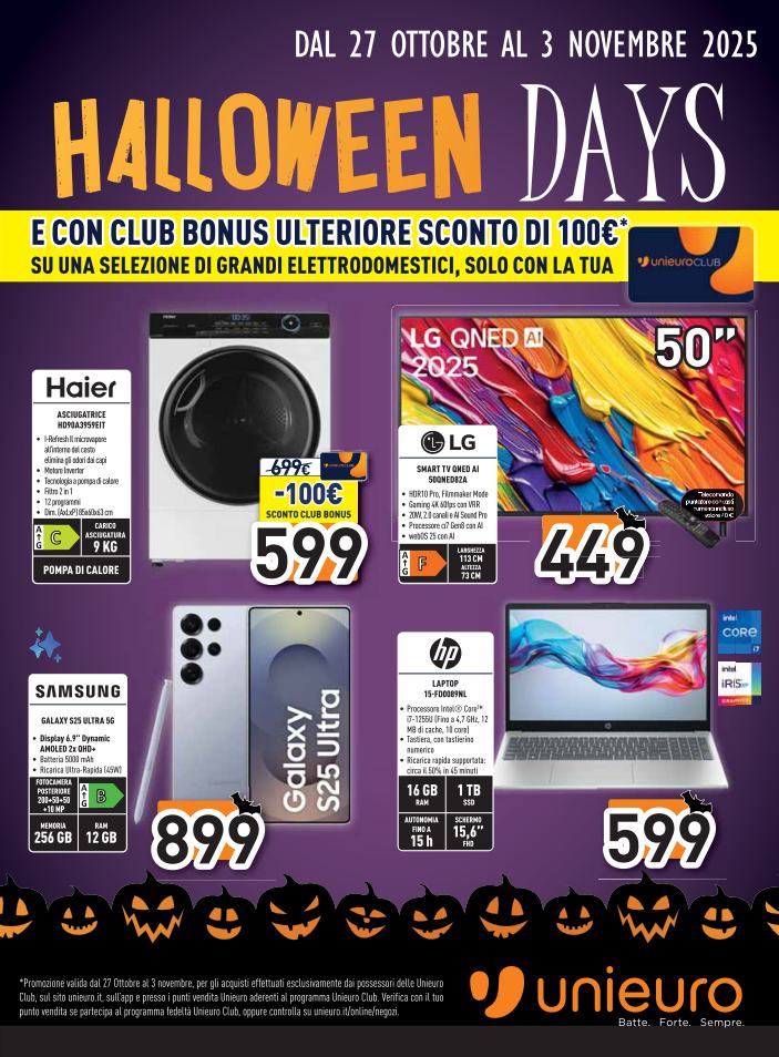 unieuro - Volantino Unieuro - Halloween Days valido dal 27/10 al 03/11