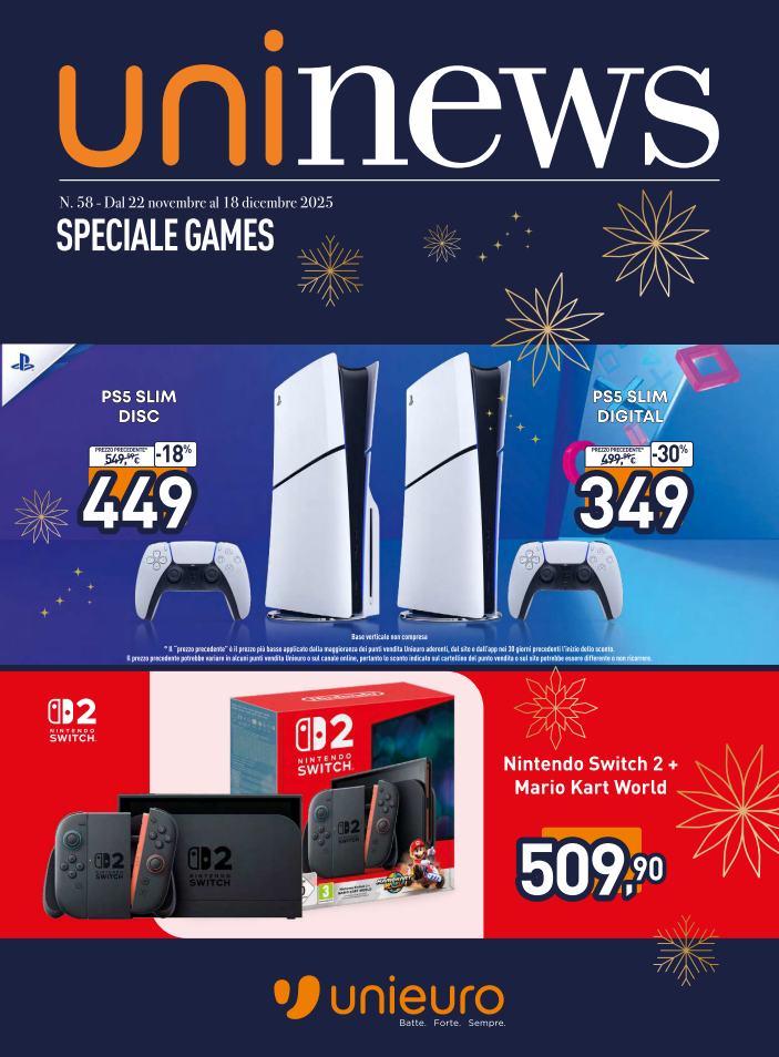 unieuro - Volantino Unieuro - Speciale Games valido dal 22/11 al 18/12
