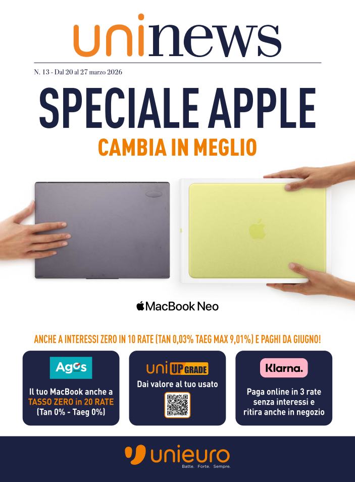 unieuro - Volantino Unieuro - Speciale Apple valido dal 20/03/2026 al 27/03/2026