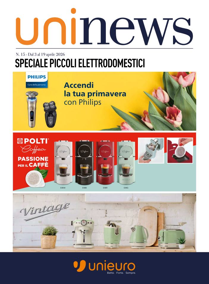 unieuro - Volantino attuale di Unieuro - Speciale Piccoli Elettrodomestici valido dal venerdì 03/04/2026 al domenica 19/04/2026 - page: 1