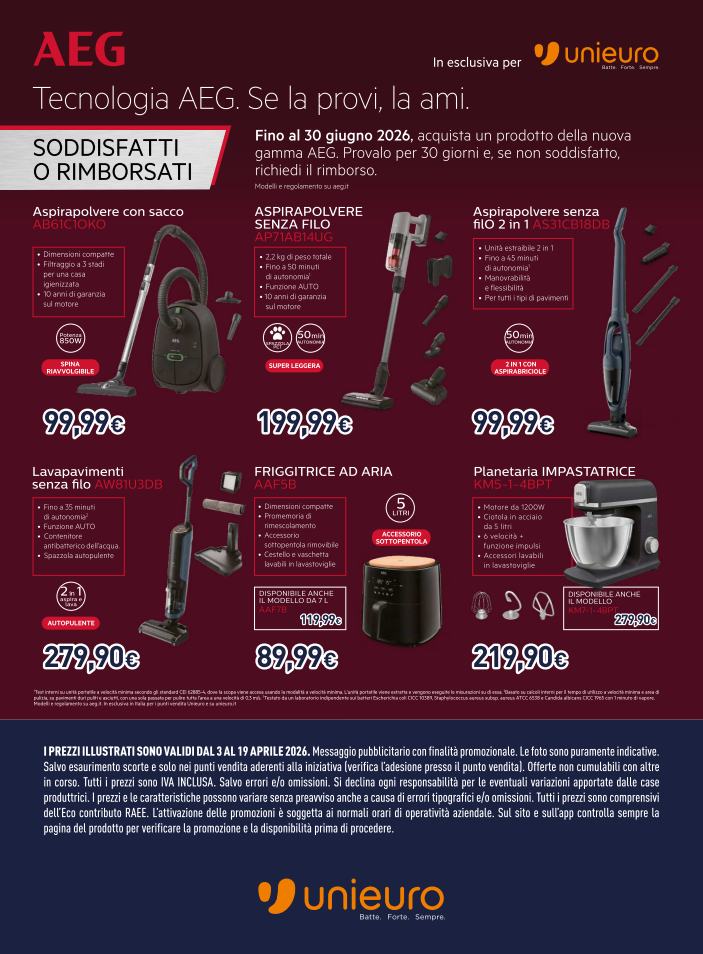 unieuro - Volantino attuale di Unieuro - Speciale Piccoli Elettrodomestici valido dal venerdì 03/04/2026 al domenica 19/04/2026 - page: 22