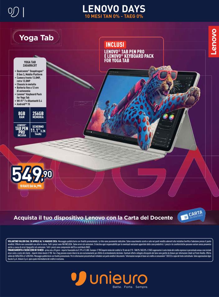 unieuro - Volantino attuale di Unieuro - Lenovo Days valido dal giovedì 30/04/2026 al giovedì 14/05/2026 - page: 16