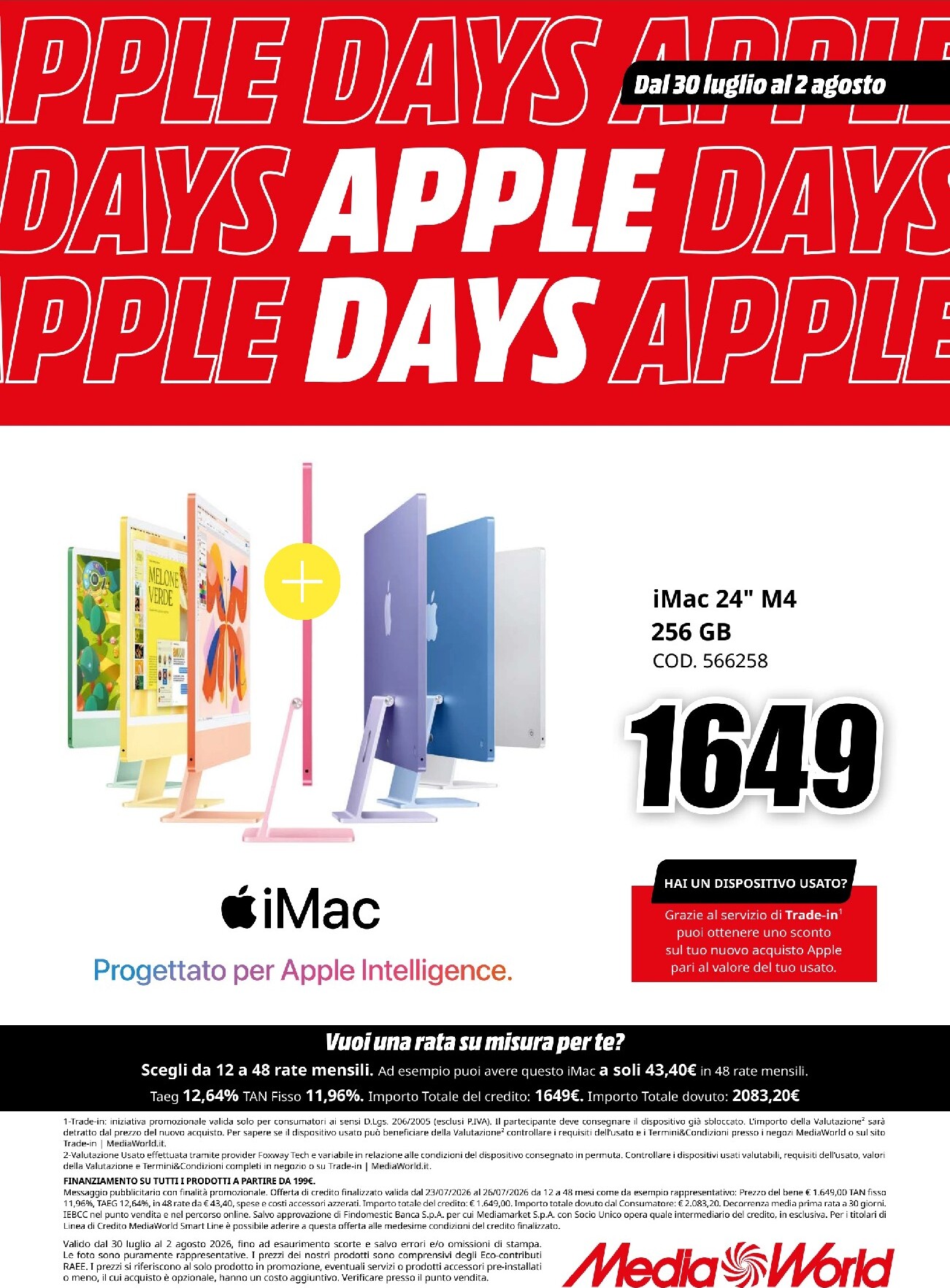 mediaworld - Volantino attuale di Mediaworld - Apple Days valido dal giovedì 30/07/2026 al domenica 02/08/2026