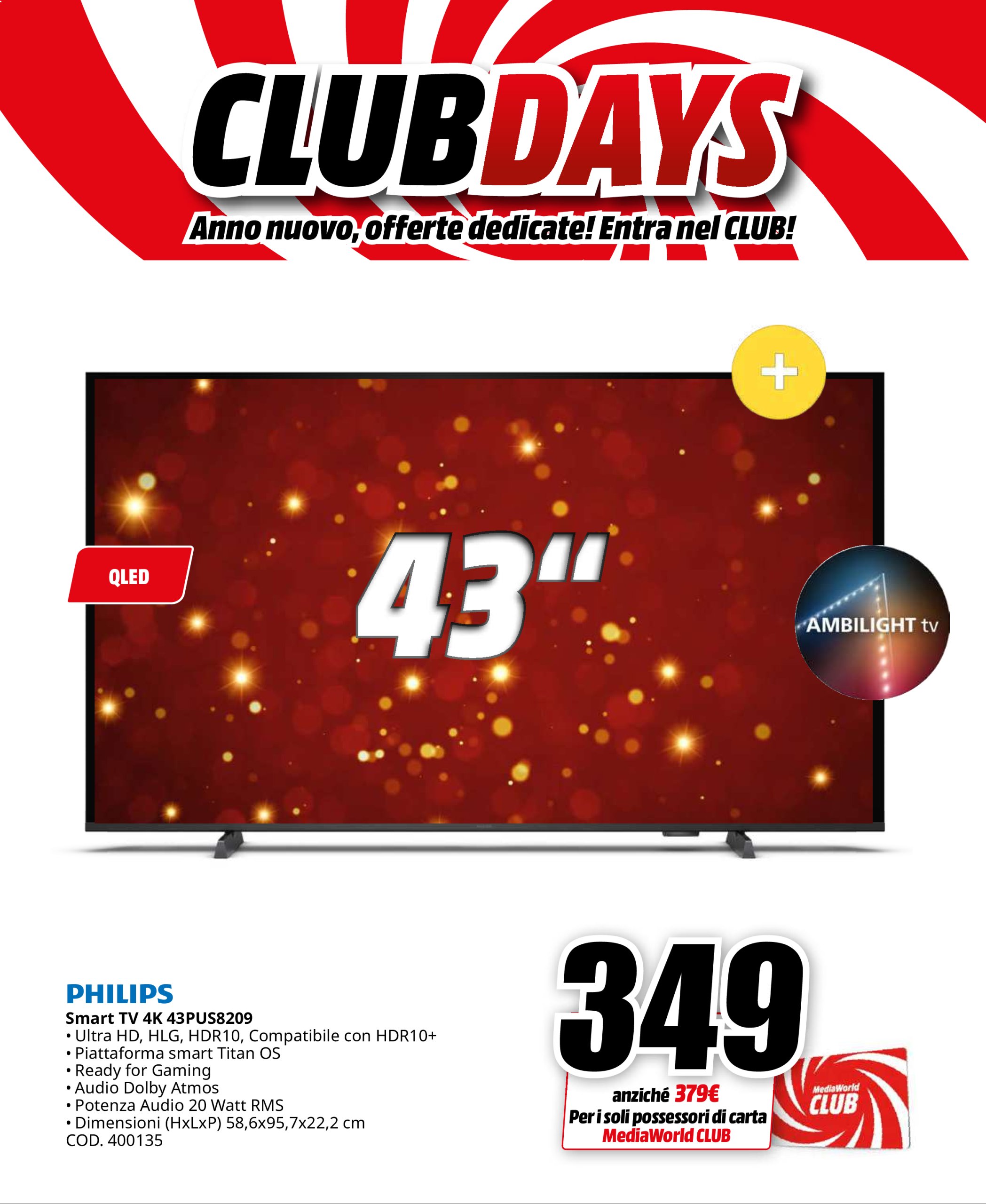 mediaworld - Volantino Mediaworld - Club Days valido dal 26/12 al 03/01 - page: 31