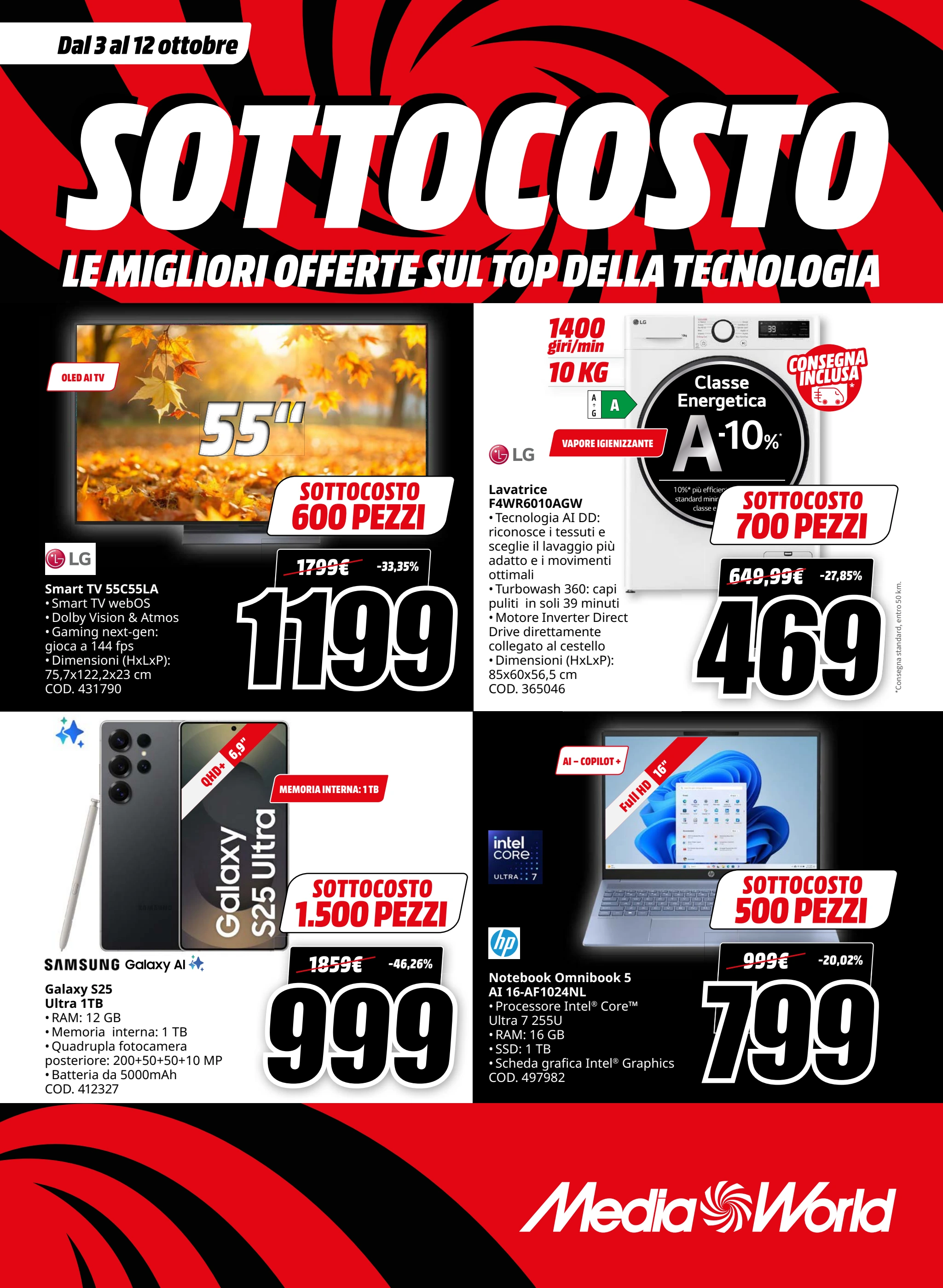 mediaworld - Volantino Mediaworld - Sottocosto valido dal 03/10 al 12/10