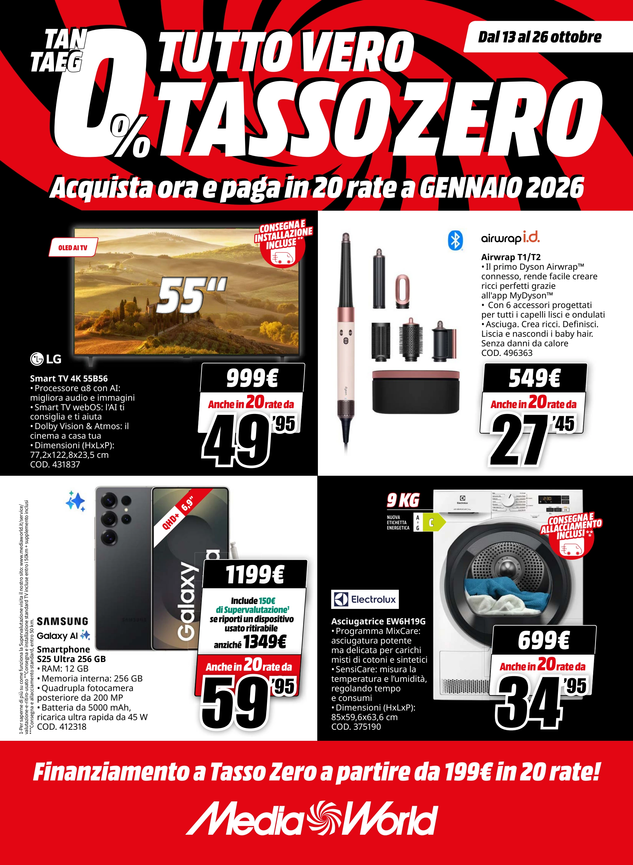 mediaworld - Volantino Mediaworld - Tasso Zero valido dal 13/10 al 26/10