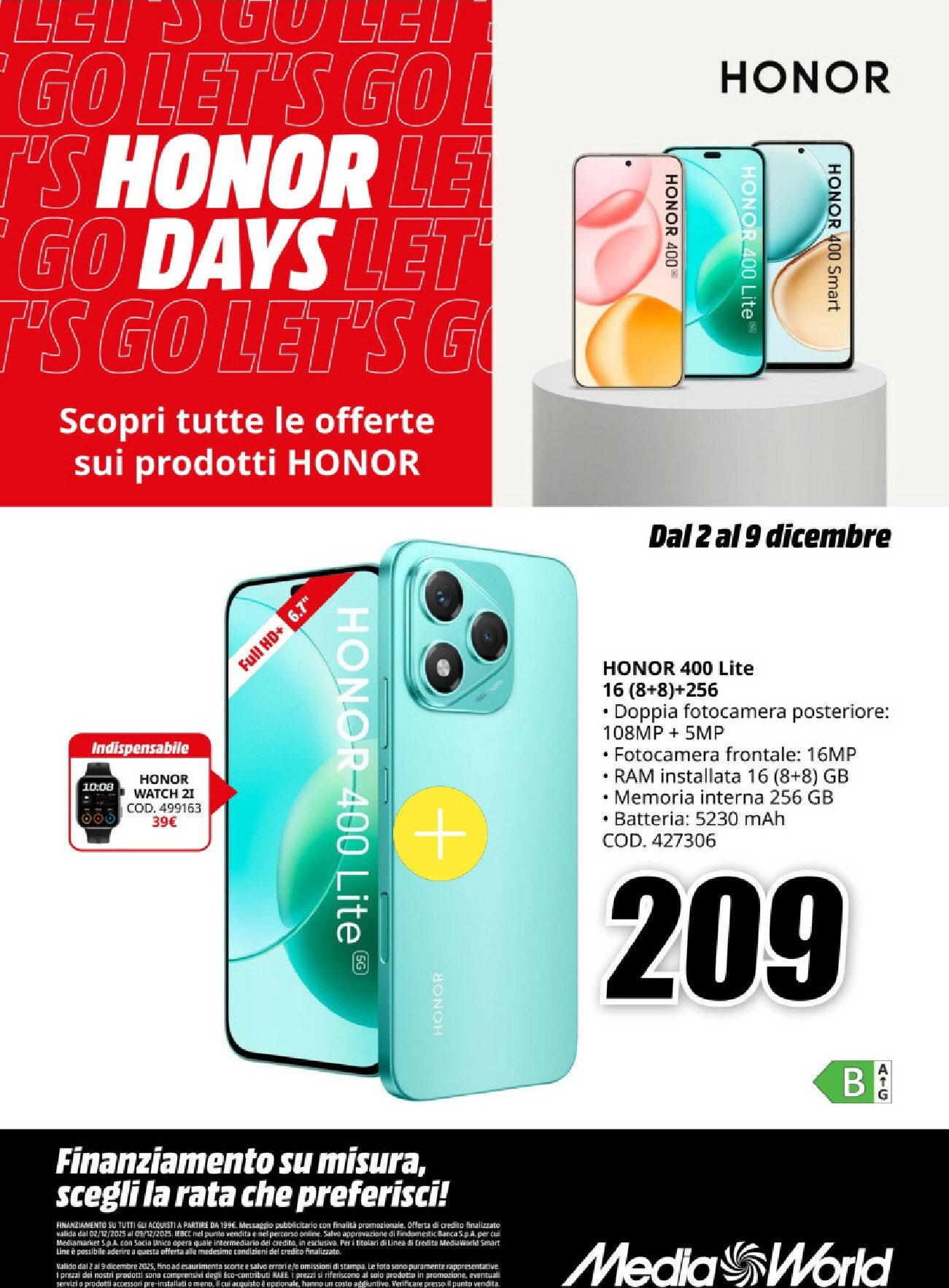 mediaworld - Volantino Mediaworld - Honor Days valido dal 02/12 al 09/12
