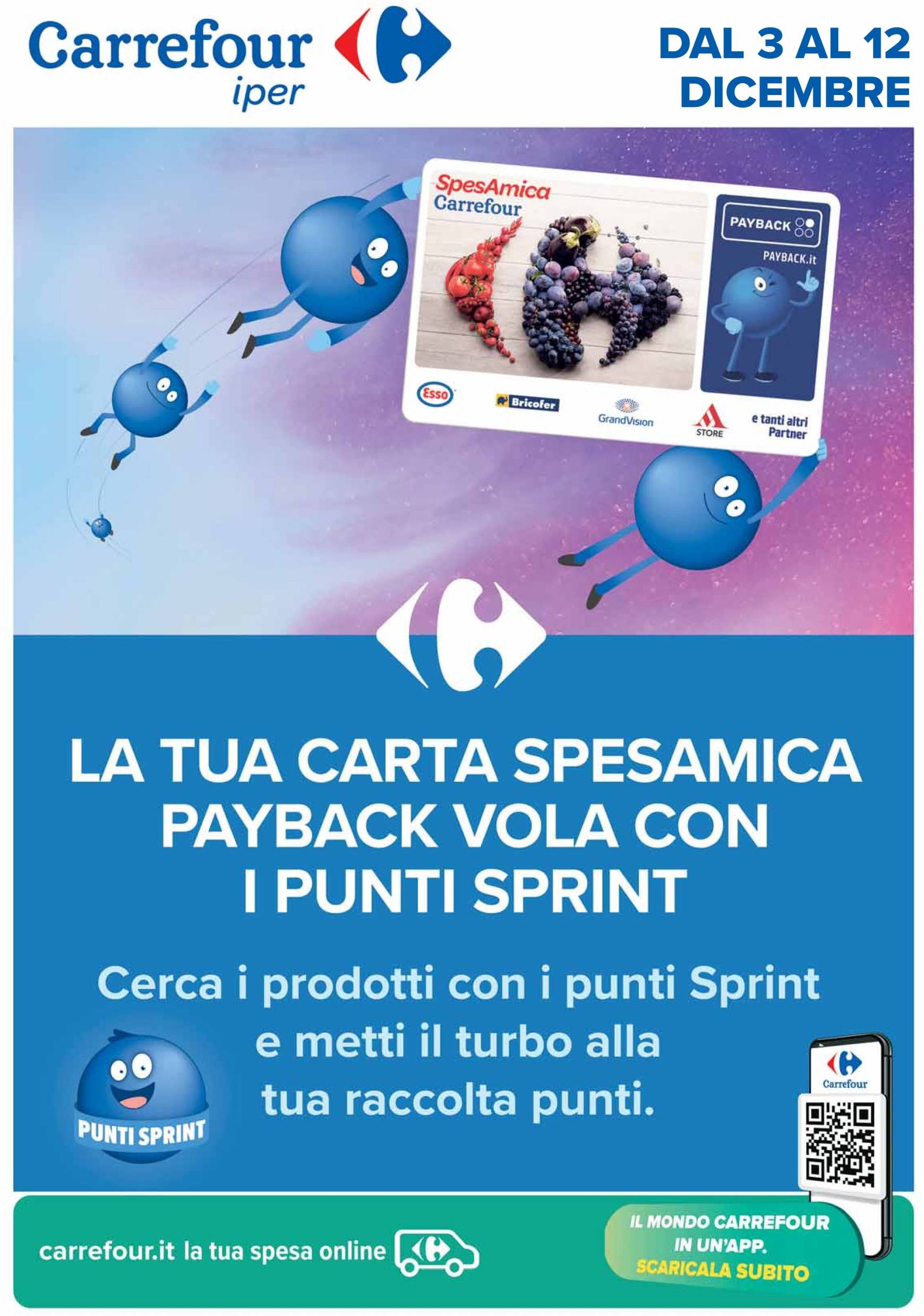 carrefour - Volantino Carrefour - Punti Sprint Payback valido dal 03/12 al 12/12