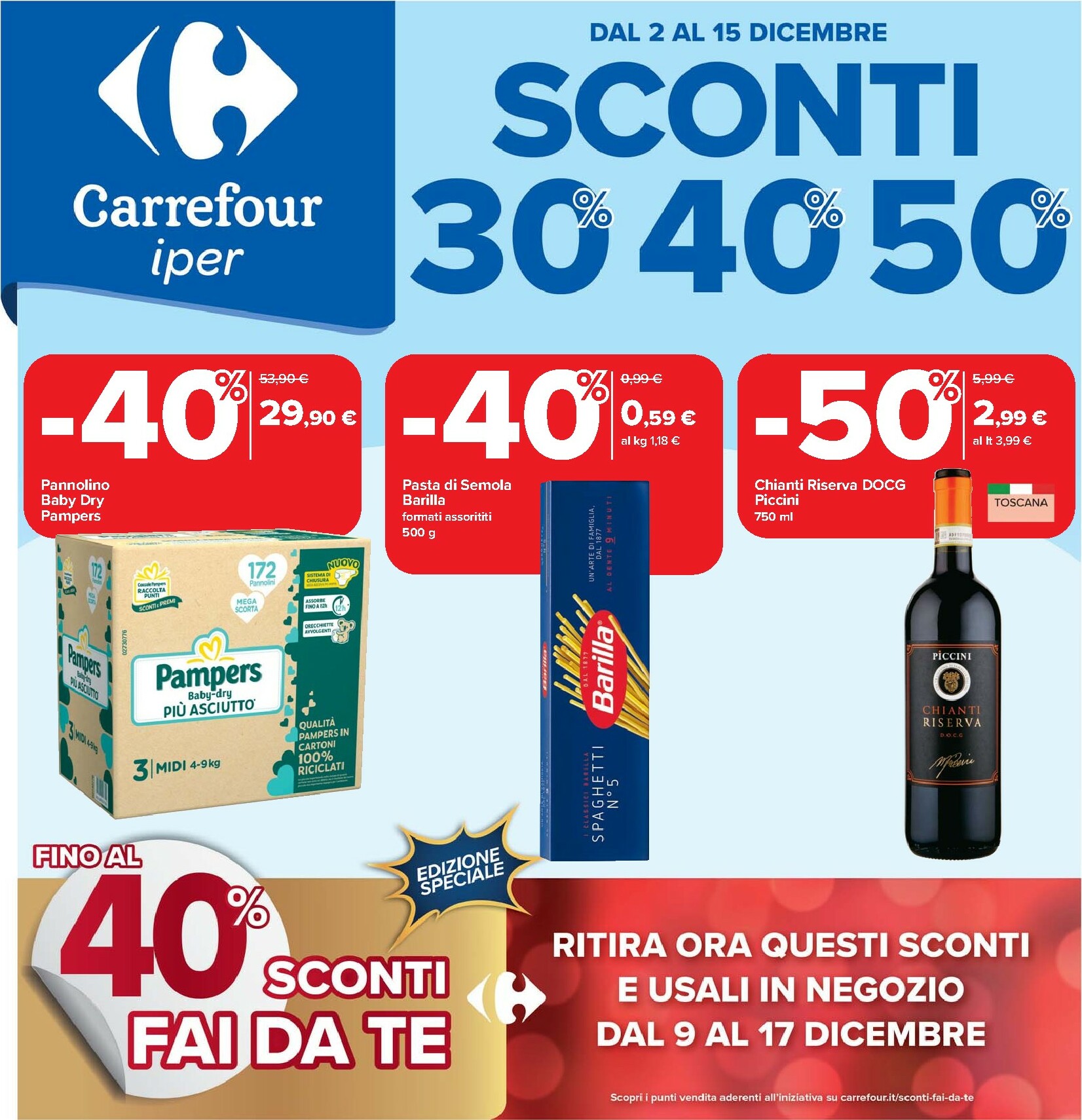 carrefour - Volantino Carrefour - Sconti 30%, 40% e 50% valido dal 02/12 al 15/12