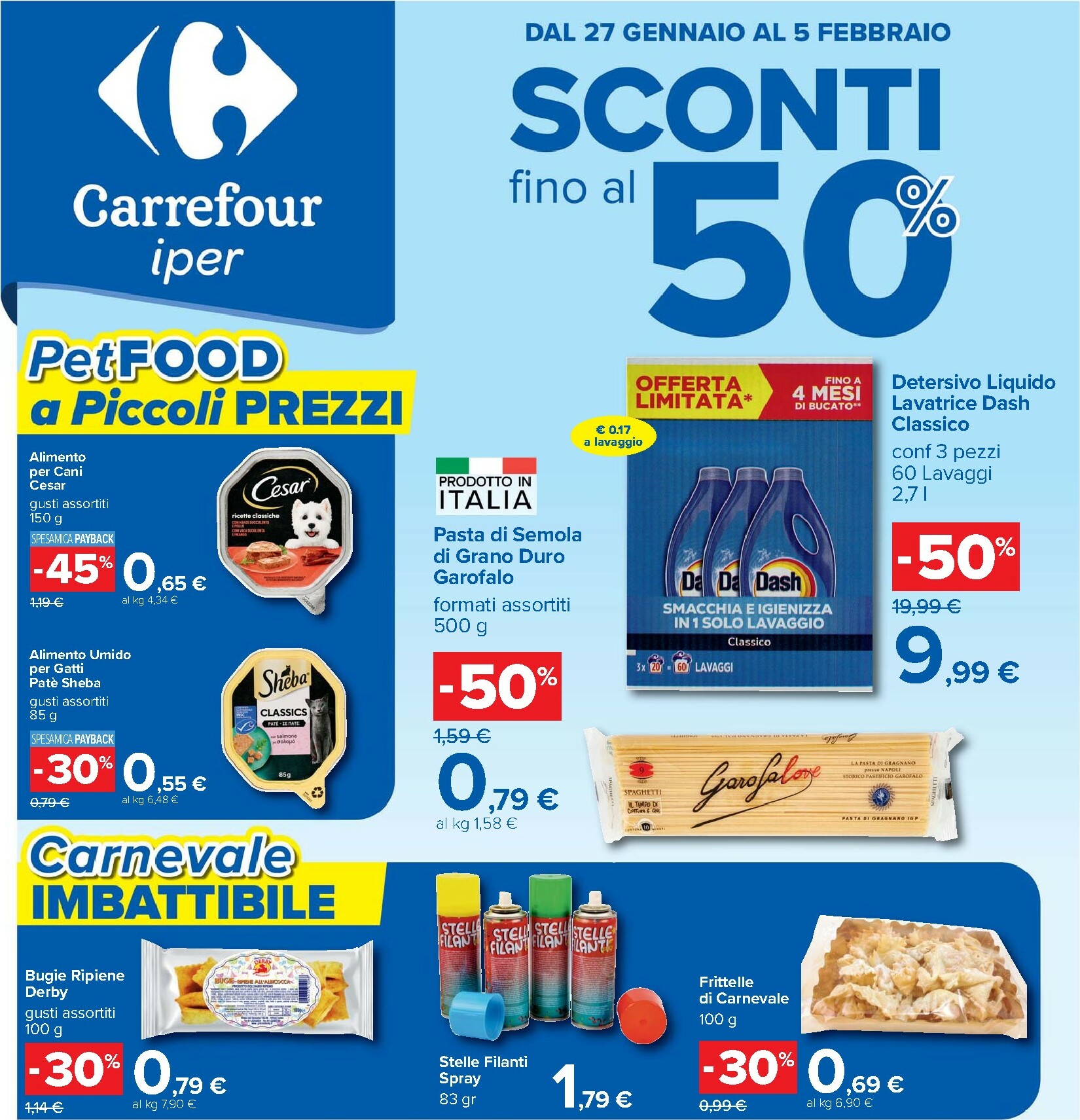carrefour - Volantino Carrefour - Sconti fino al 50% valido dal 27/01 al 05/02