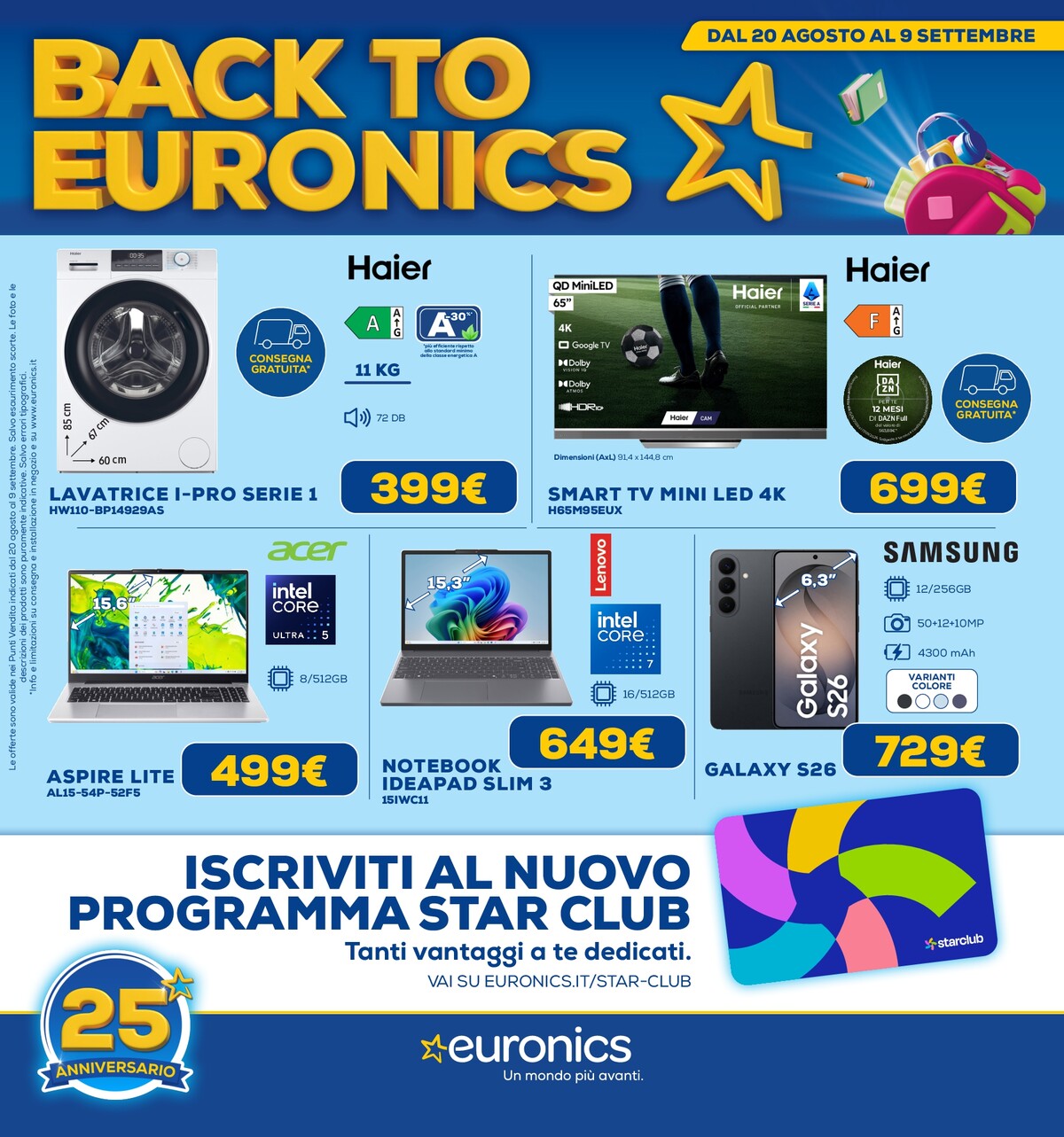 euronics - Volantino attuale di Euronics valido dal giovedì 20/08/2026 al mercoledì 09/09/2026