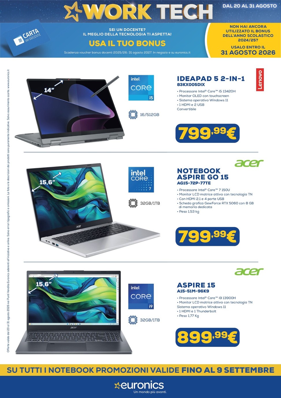 euronics - Volantino attuale di Euronics - Work Tech valido dal giovedì 20/08/2026 al lunedì 31/08/2026 - page: 12
