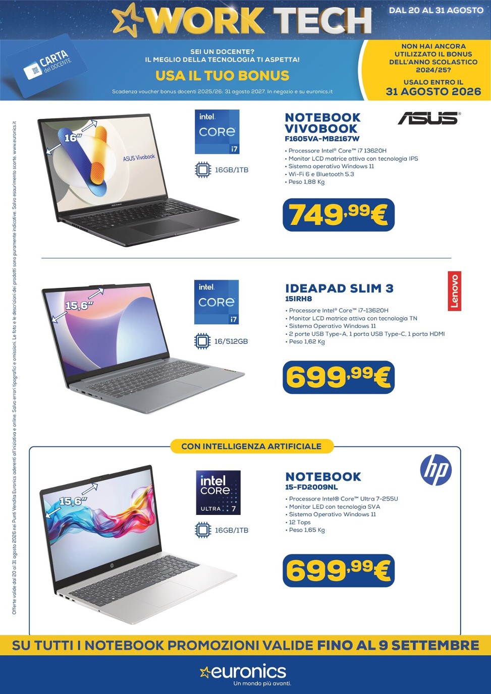 euronics - Volantino attuale di Euronics - Work Tech valido dal giovedì 20/08/2026 al lunedì 31/08/2026 - page: 11