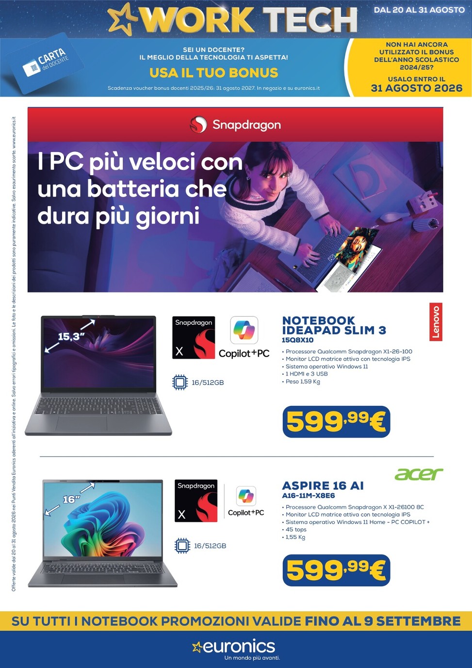 euronics - Volantino attuale di Euronics - Work Tech valido dal giovedì 20/08/2026 al lunedì 31/08/2026 - page: 9
