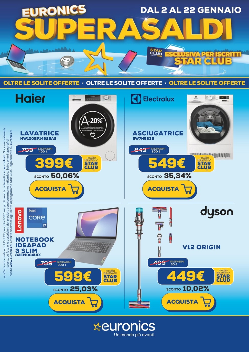 euronics - Volantino Euronics - Superasaldi valido dal 02/01 al 22/01