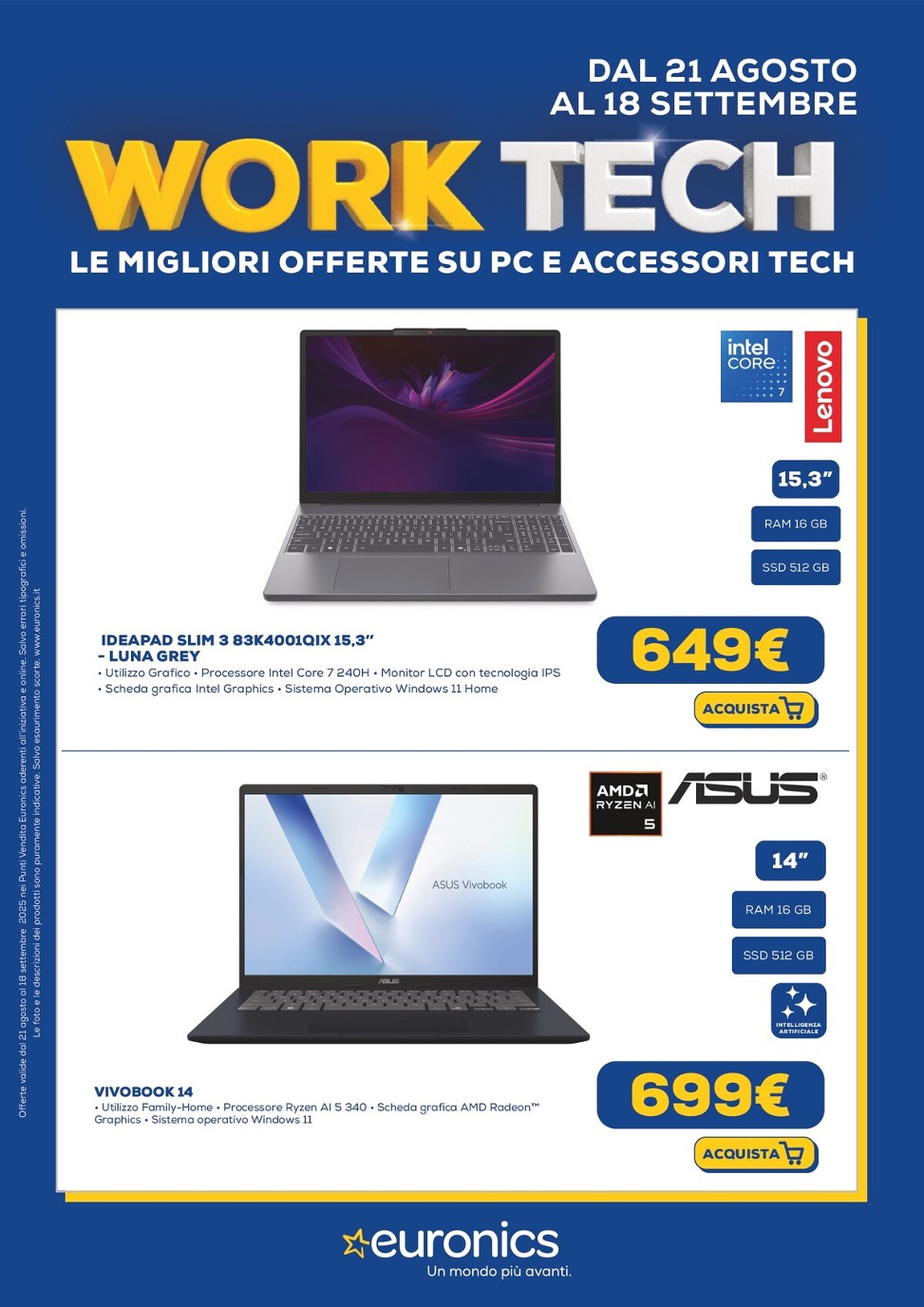 euronics - Volantino Euronics - Work Tech valido dal 21/08 al 18/09